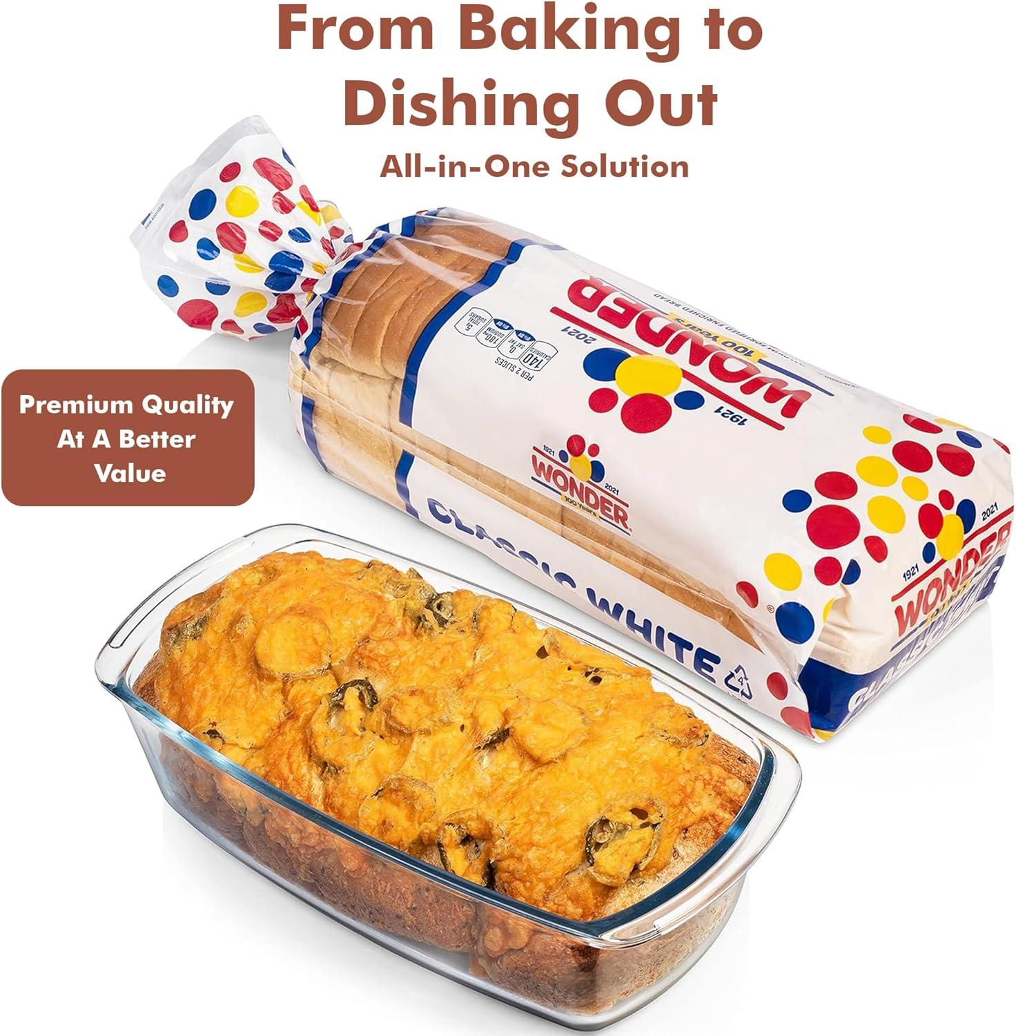 Razab 1800ml Large Glass Loaf Pans with Lids (Set of 2) 10 x 5in Bread Baking Pans, Bpa Free with Easy-Grip Handles