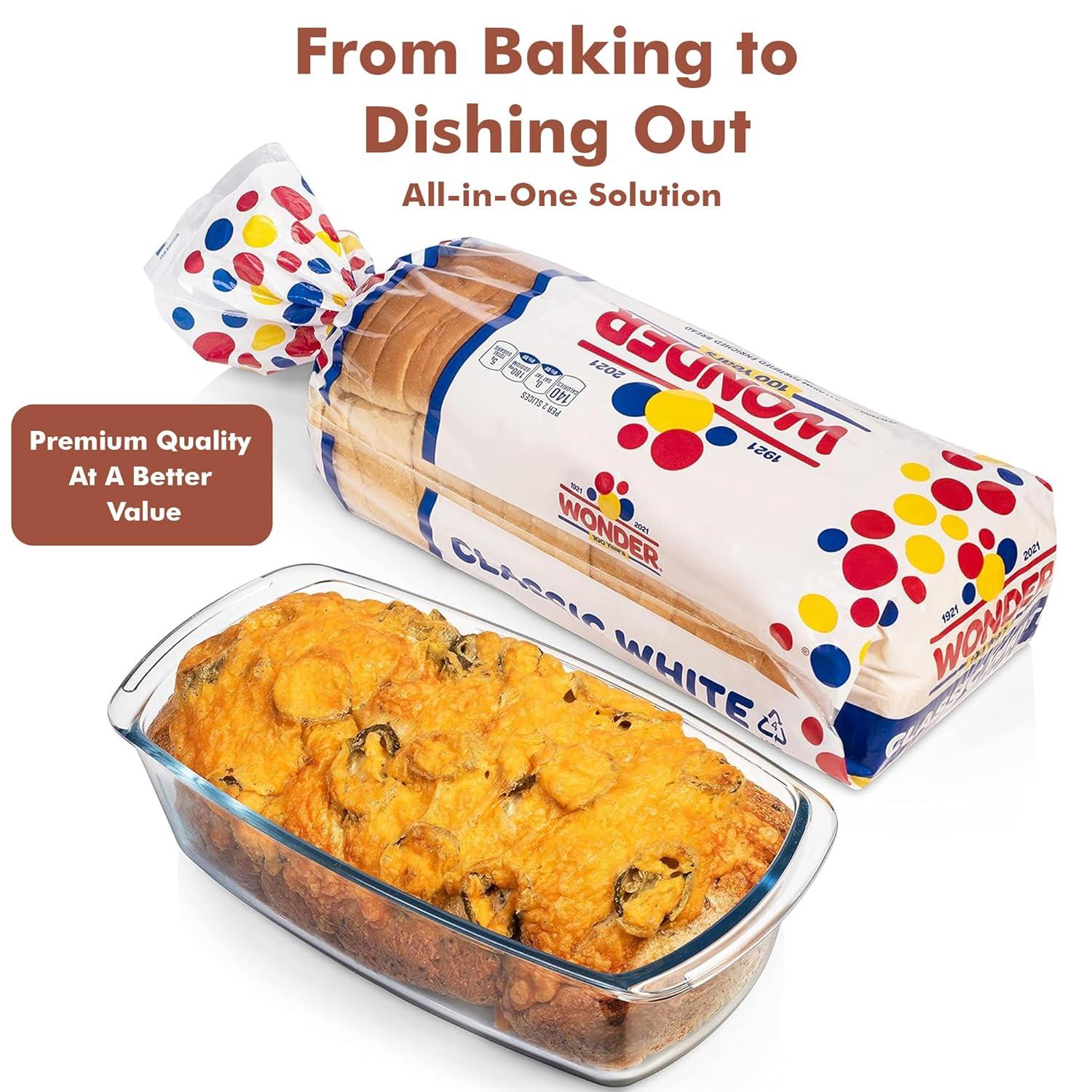 Razab 1800ml Large Glass Loaf Pans with Lids (Set of 2) 10 x 5in Bread Baking Pans, Bpa Free with Easy-Grip Handles