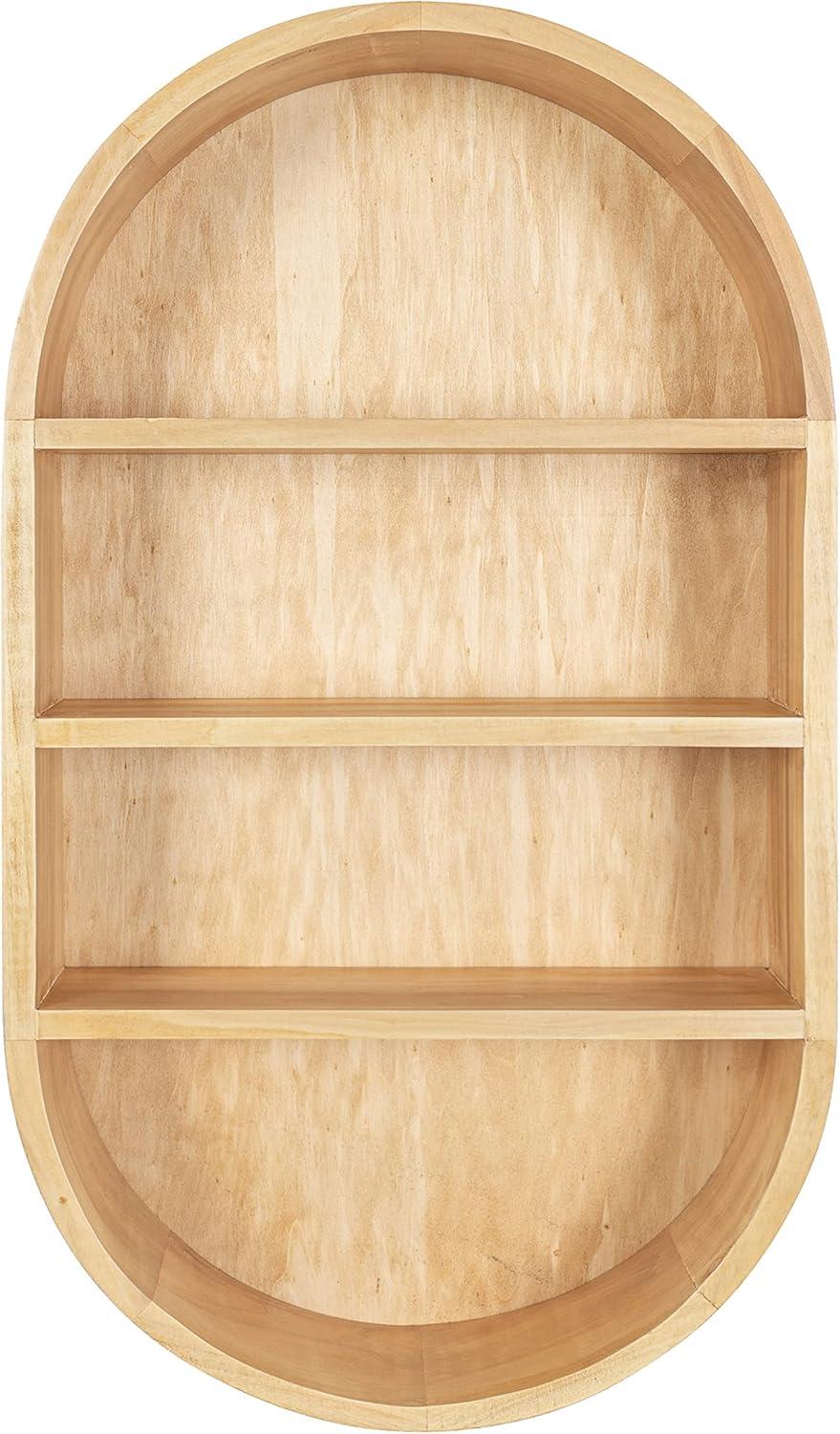 Minx Oval Solid Mango Wood Accent Wall Shelf