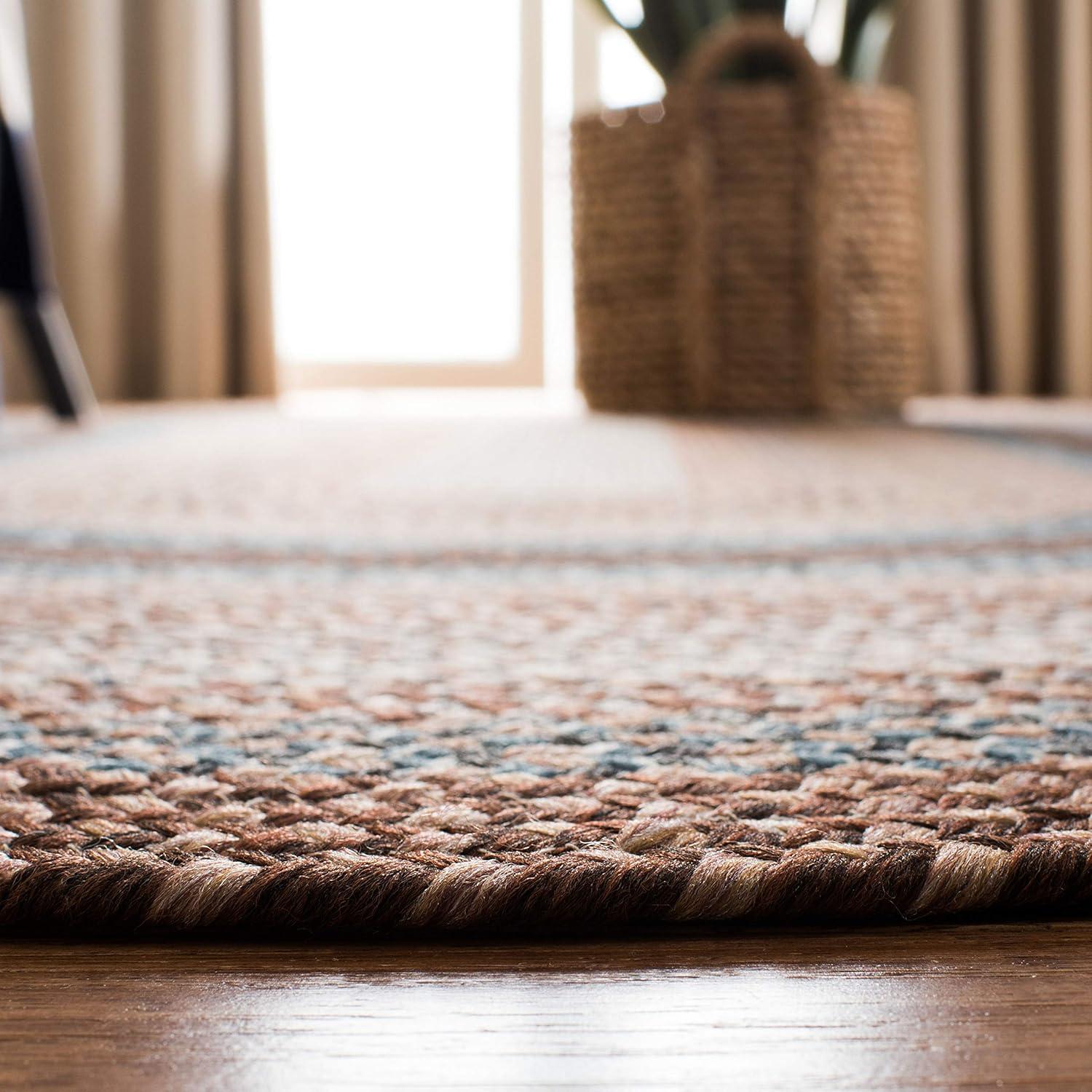 Handwoven Brown/Multi Synthetic 4' x 6' Reversible Braided Rug