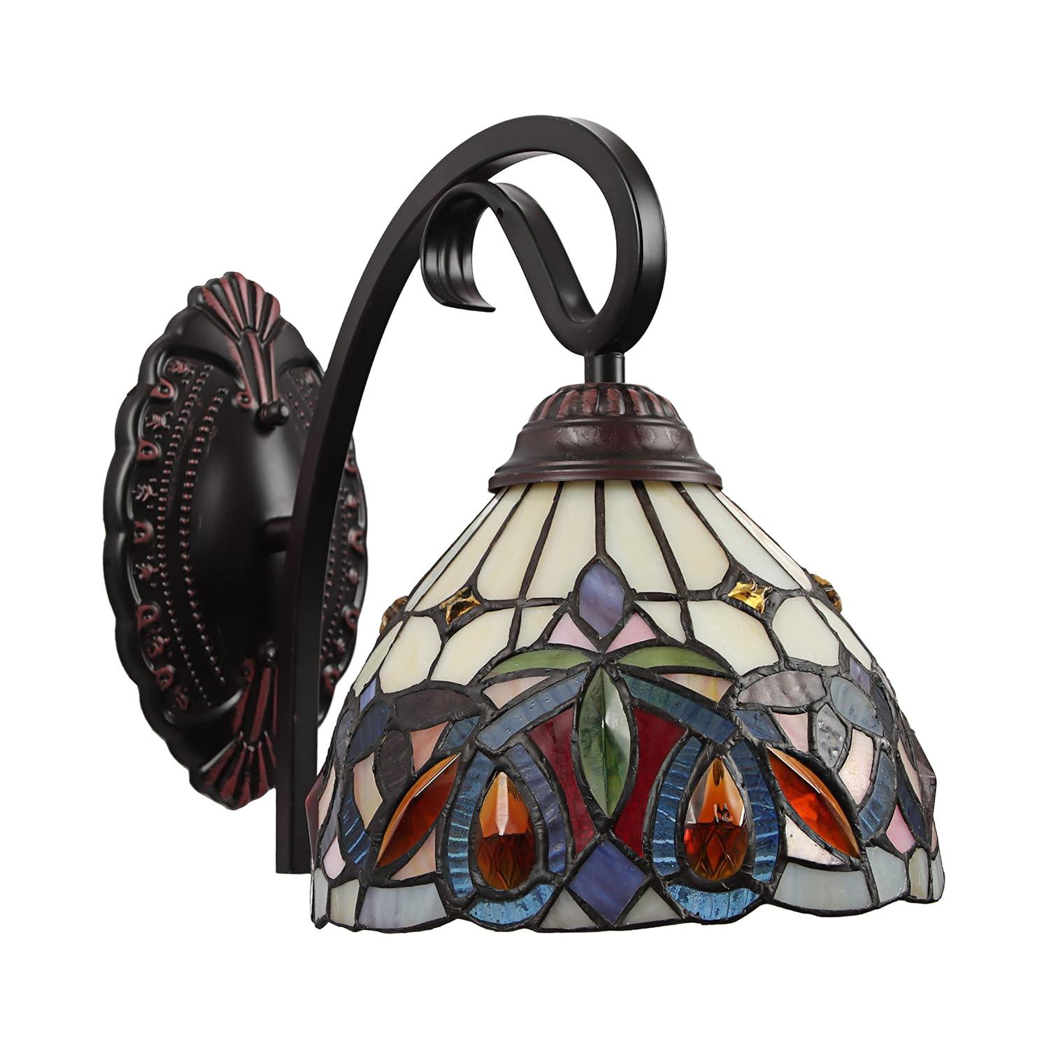 Chloe Lighting Serenity Victorian Tiffany-Style Dark Bronze 1 Light Wall Sconce 8" Wide