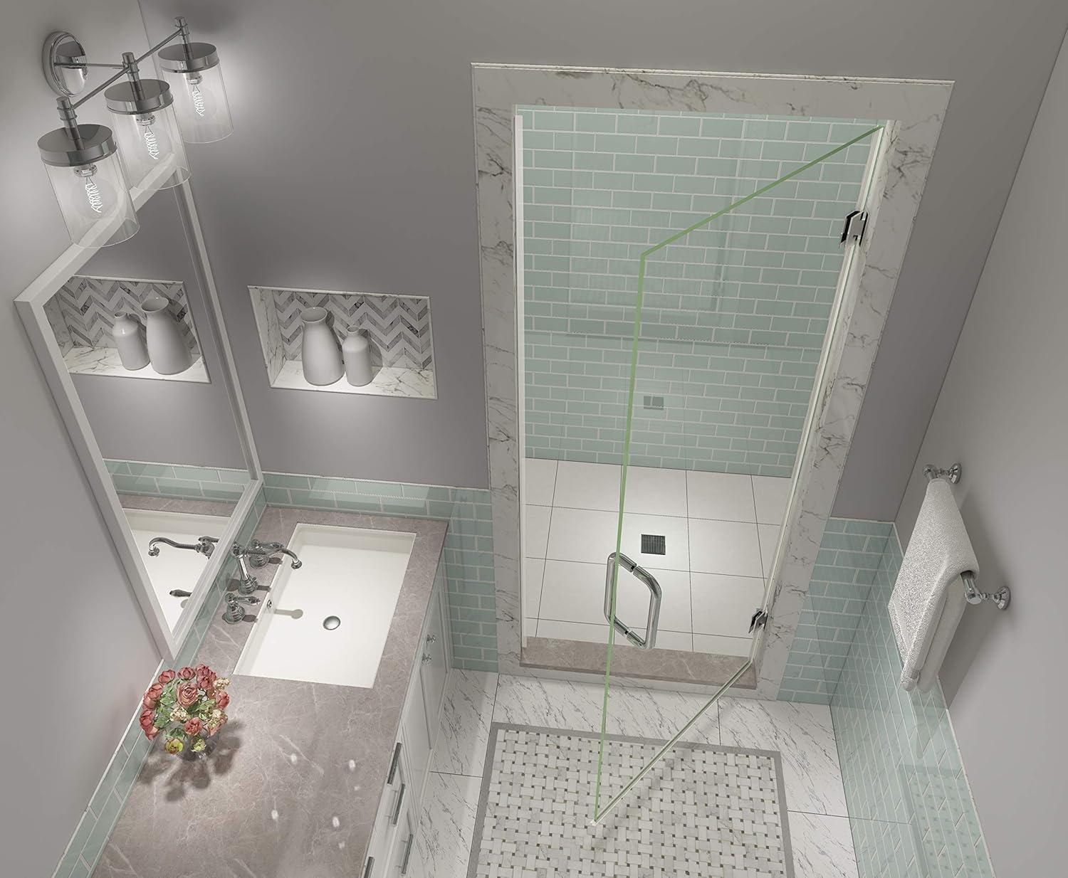 Aston Sdr997ez-33580 Kinkade Xl 80" High X 33-1/2" Wide Hinged Frameless Shower Door -