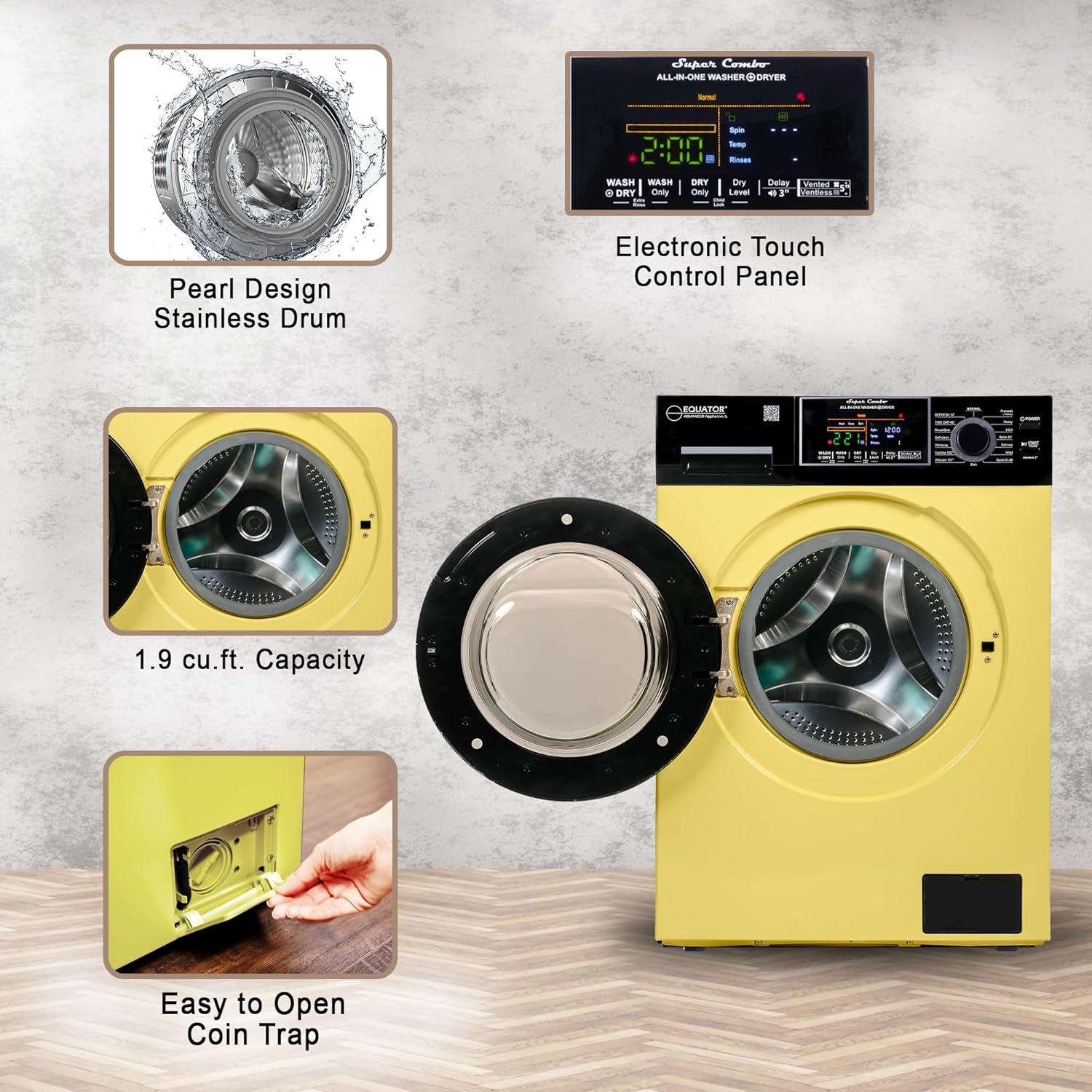 Equator Ver3 Combo Washer Vented/Ventless Dry-1400RPM Color Coded Display Y/B