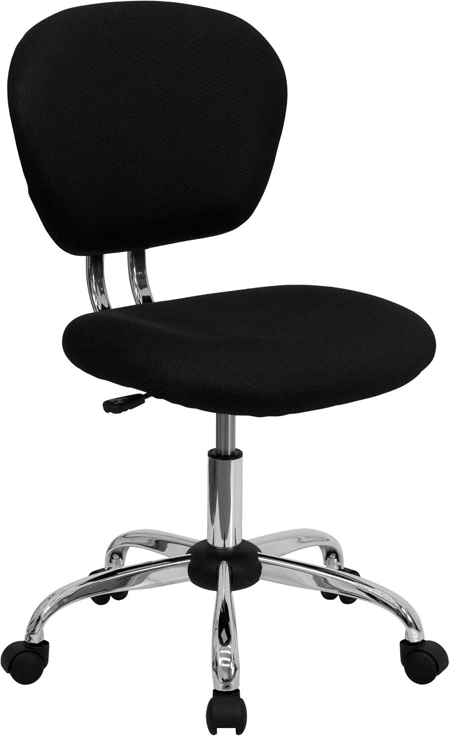 Flash Furniture Beverly Mid-Back Swivel Ergonomic Mesh Office Chair with Padded Seat, Black/Chrome