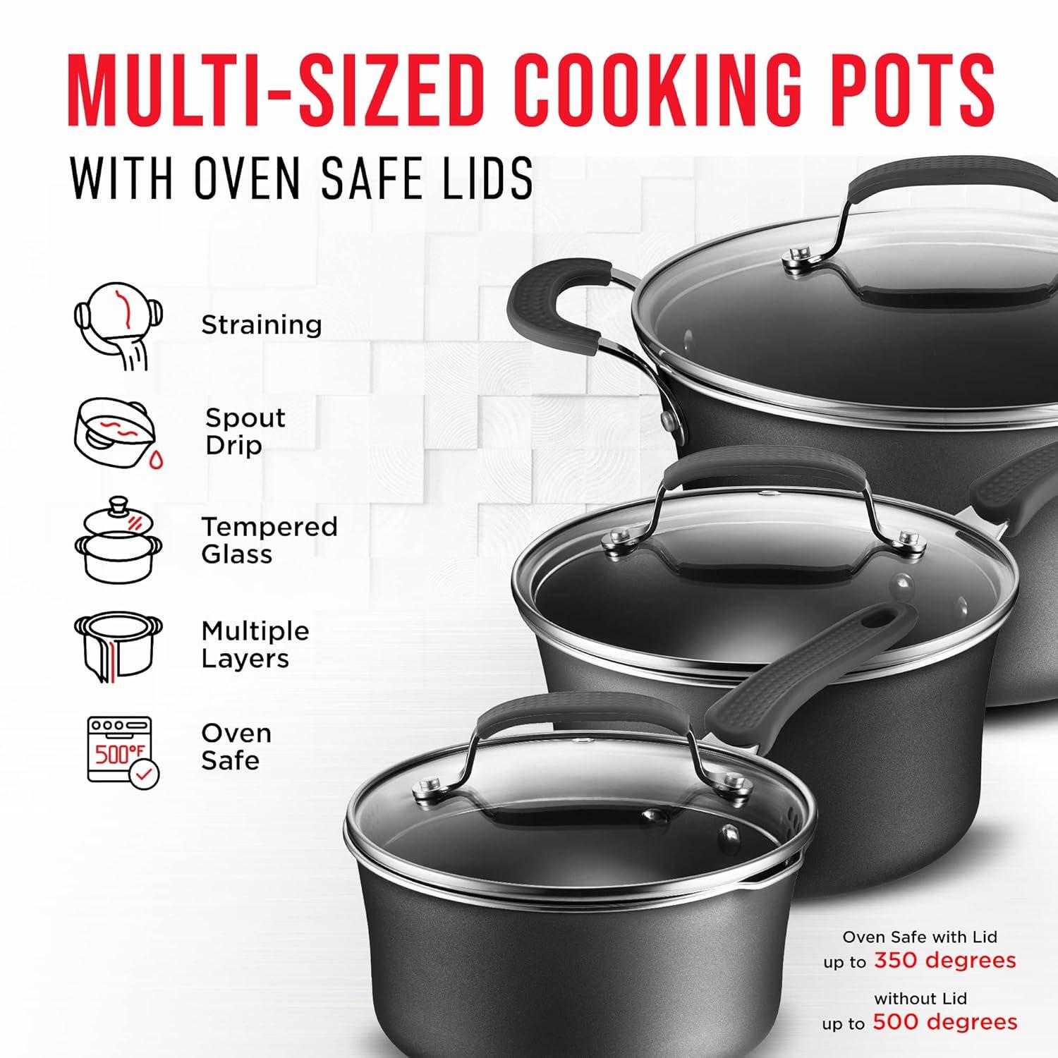 Lifemaster 14 - Piece Non-Stick Carbon Steel Cookware Set