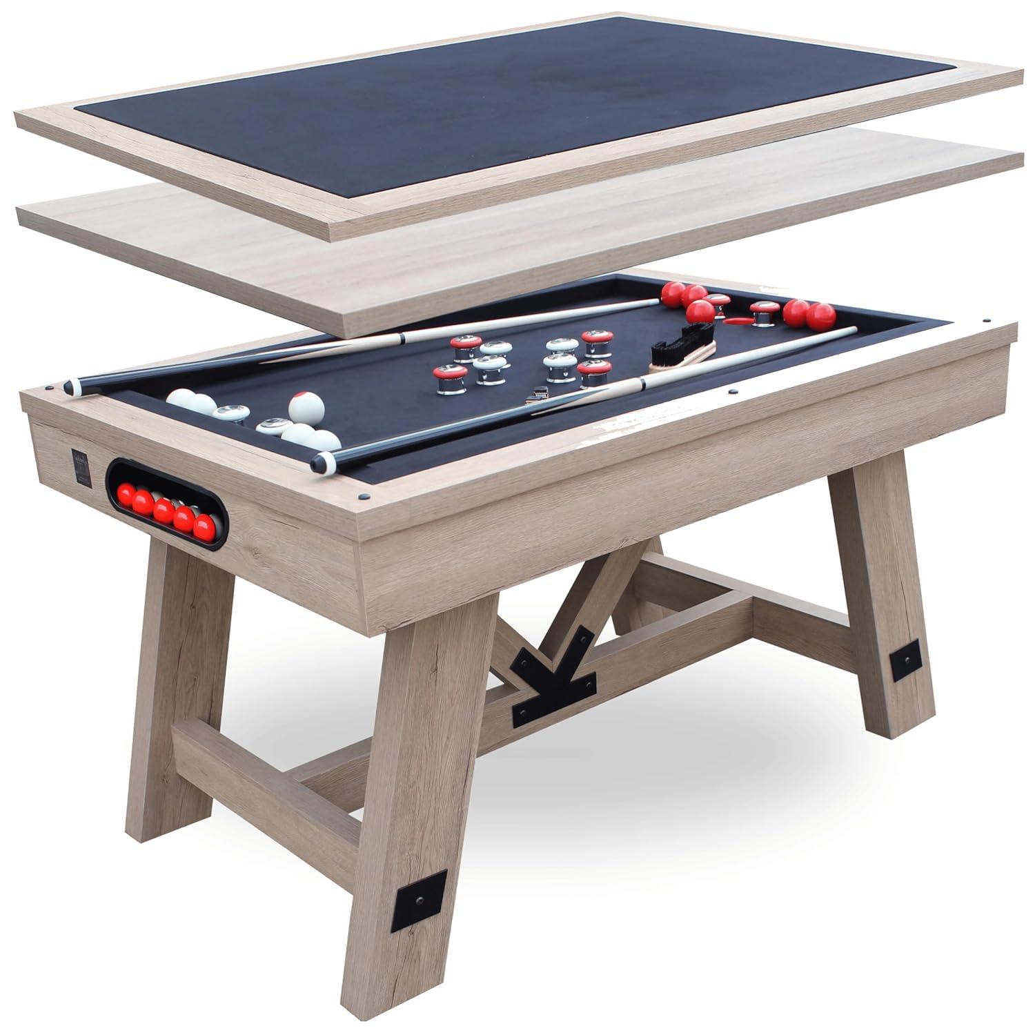 Freetime Fun 54" Sturdy Bumper Pool Table for Adults and Kids Game Room with Poker Tabletop - RB5807
