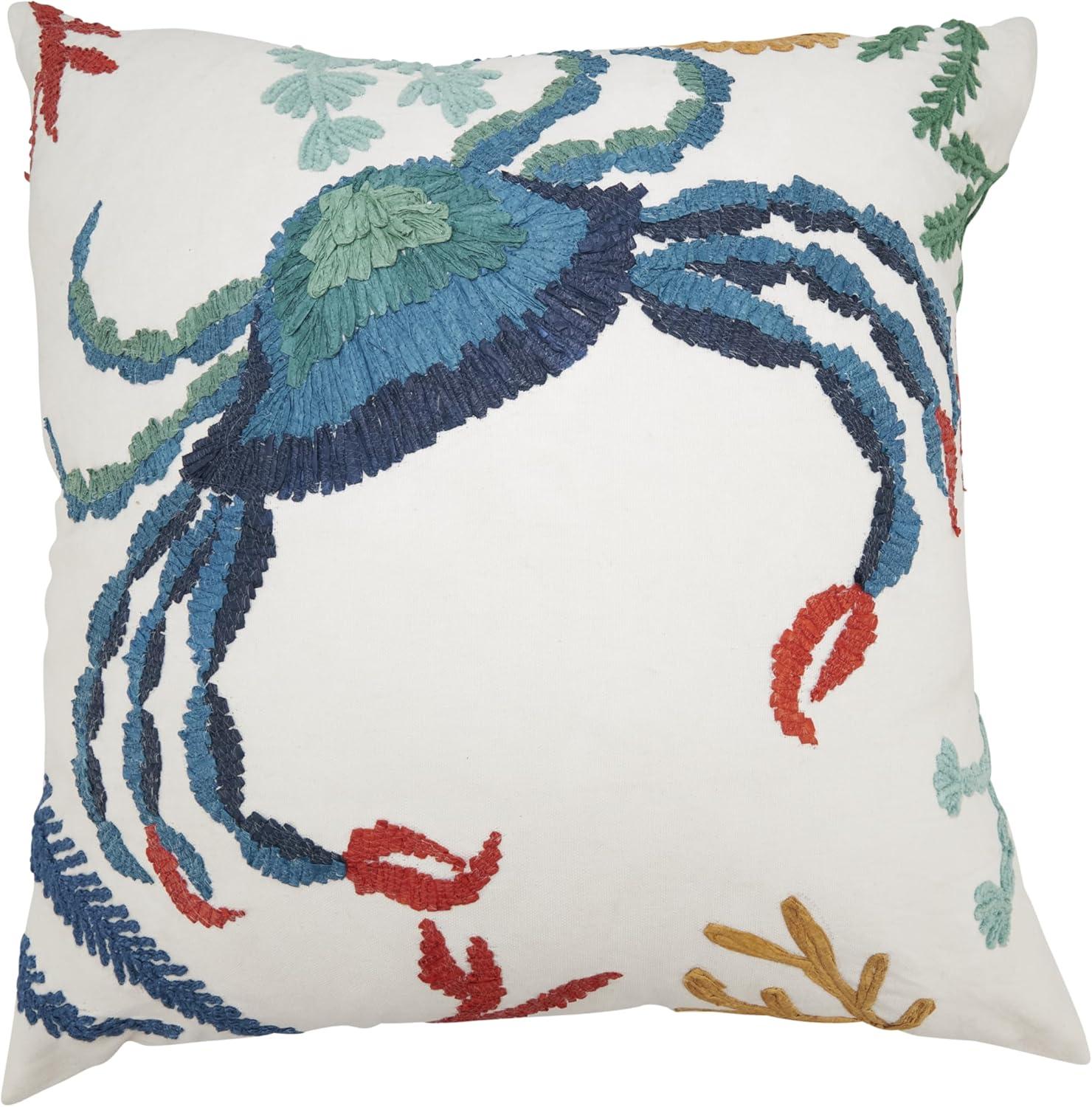 Saro Poseidon Collection No Pattern And Not Solid Color Cotton Throw Pillow