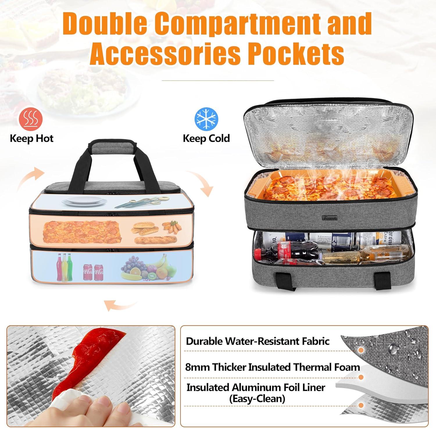 Gray Double Decker Insulated Food Carrier Bag