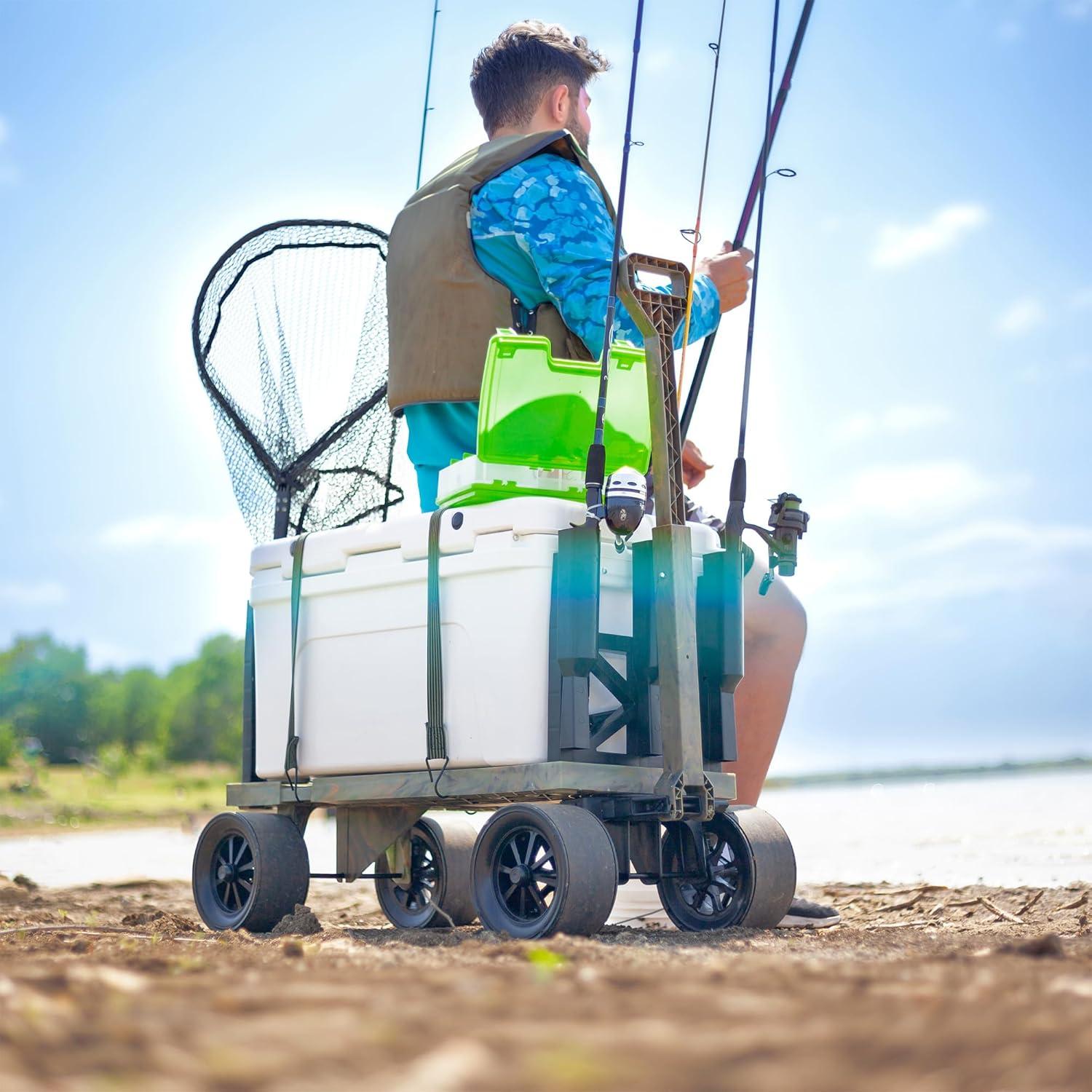 Mighty Max Cart® Camo Outdoor Fishing Cart, Cooler Wheel Kit, Never-Flat 8-Inch Wheels, with CamoTub