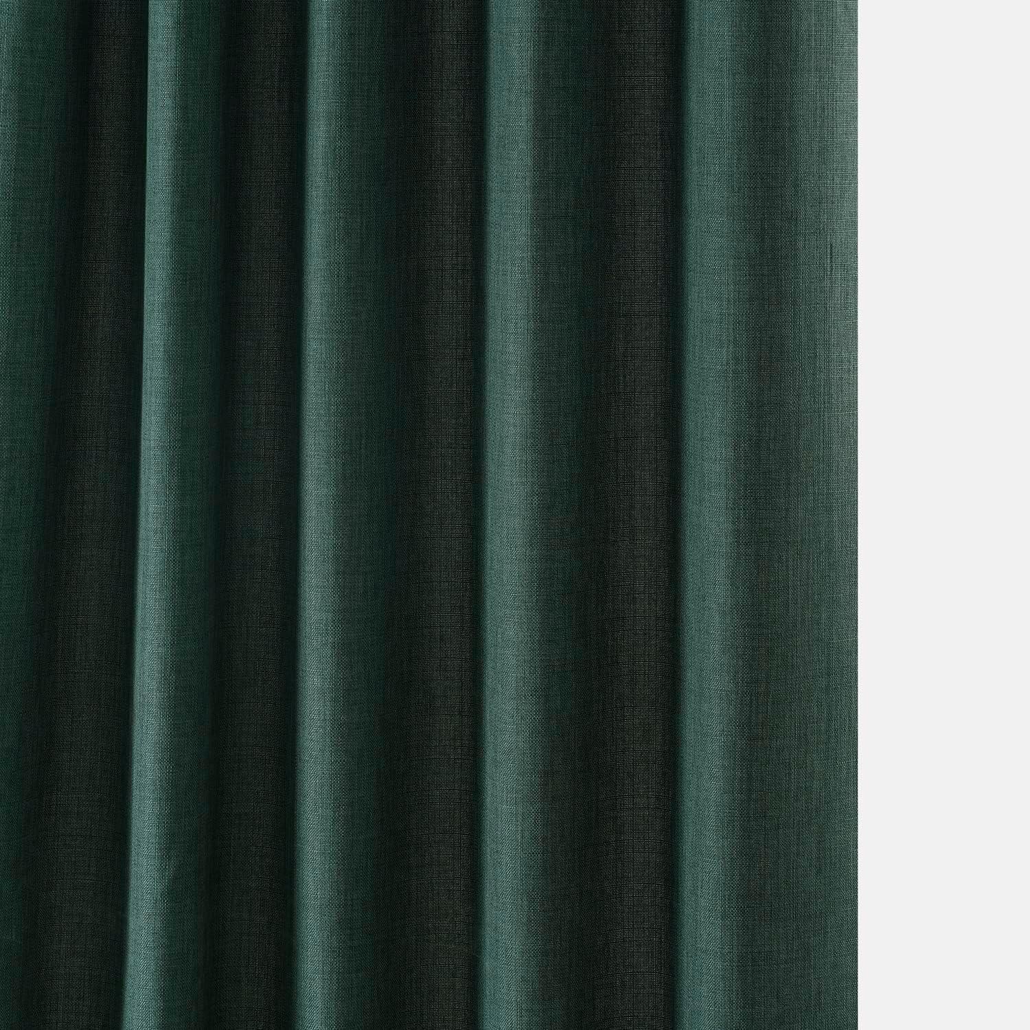 HPD Half Price Drapes Empire Green Italian Faux Linen Room Darkening Curtains with Rod Pocket - 1 Panel - Window Curtains for Living Room & Curtains for Bedroom, 50W X 108L