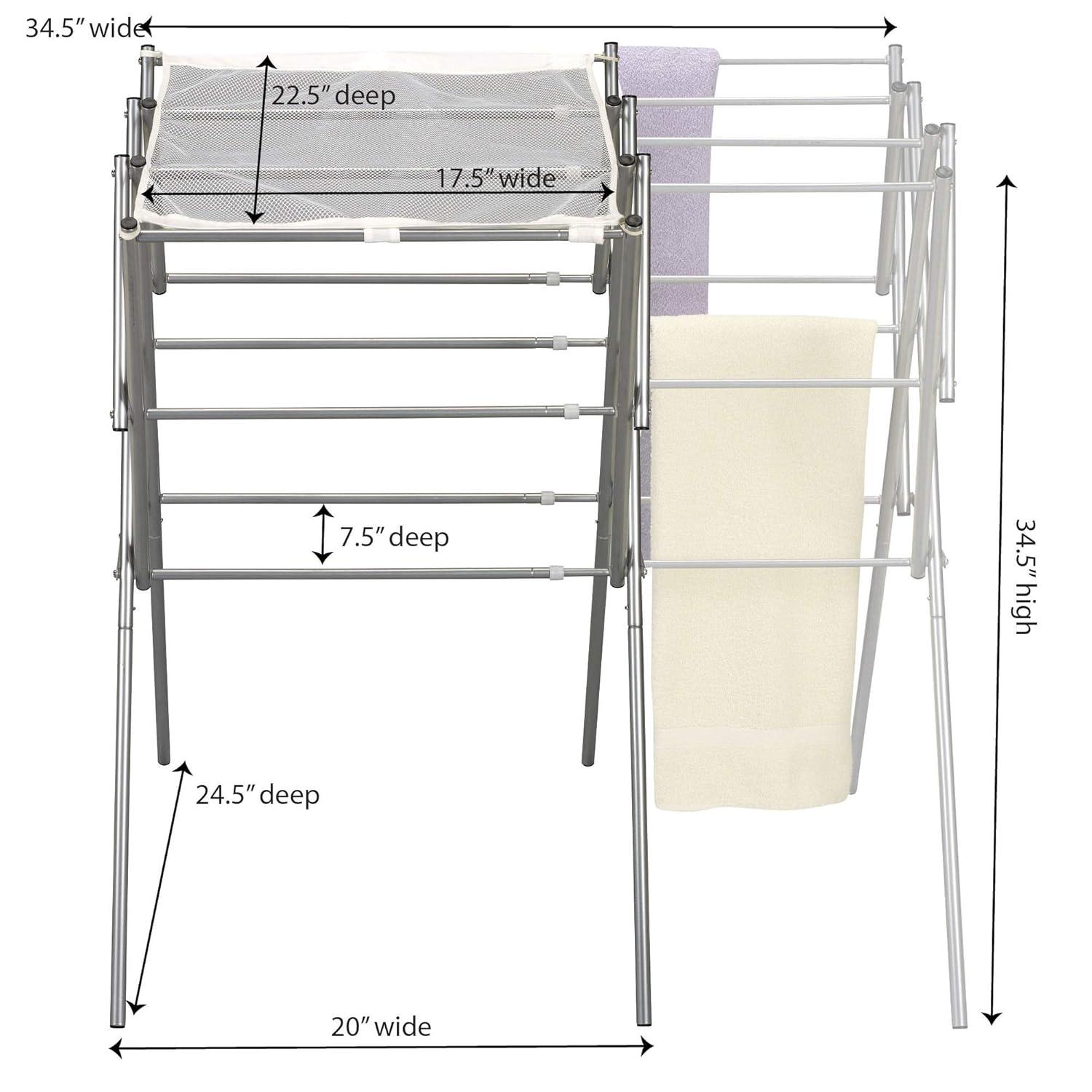 Household Essentials Clothes Drying Rack, Foldable, Expandable & Collapsible: Steel, 22 lb Capacity, 5.3 sq ft Drying Area