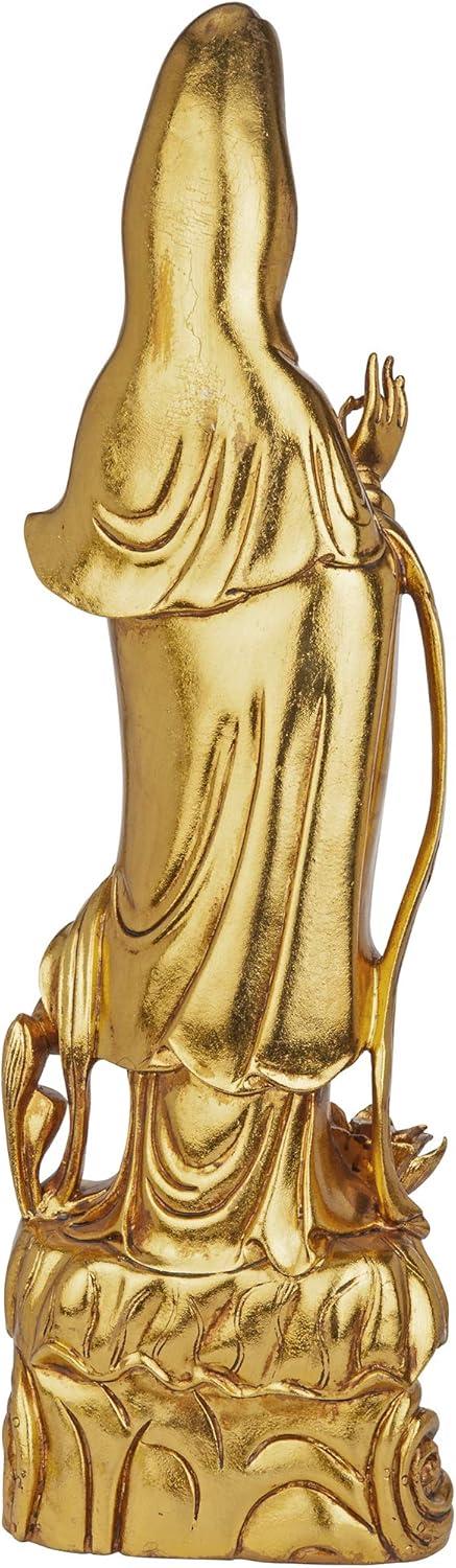 Golden Guan-Yin Chinese Goddess of Mercy Statue