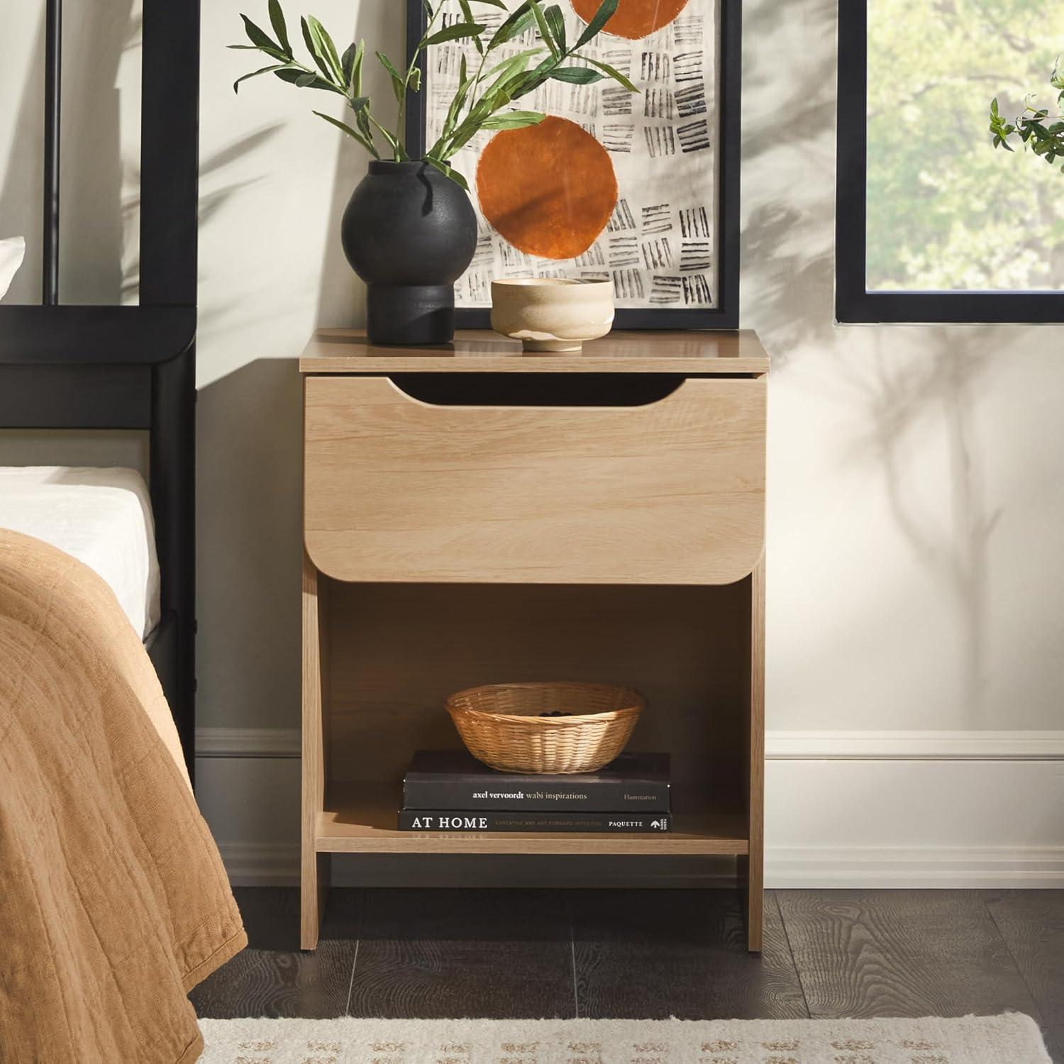 Walker Edison Modern Scandi 1-Drawer Nightstand, Riviera