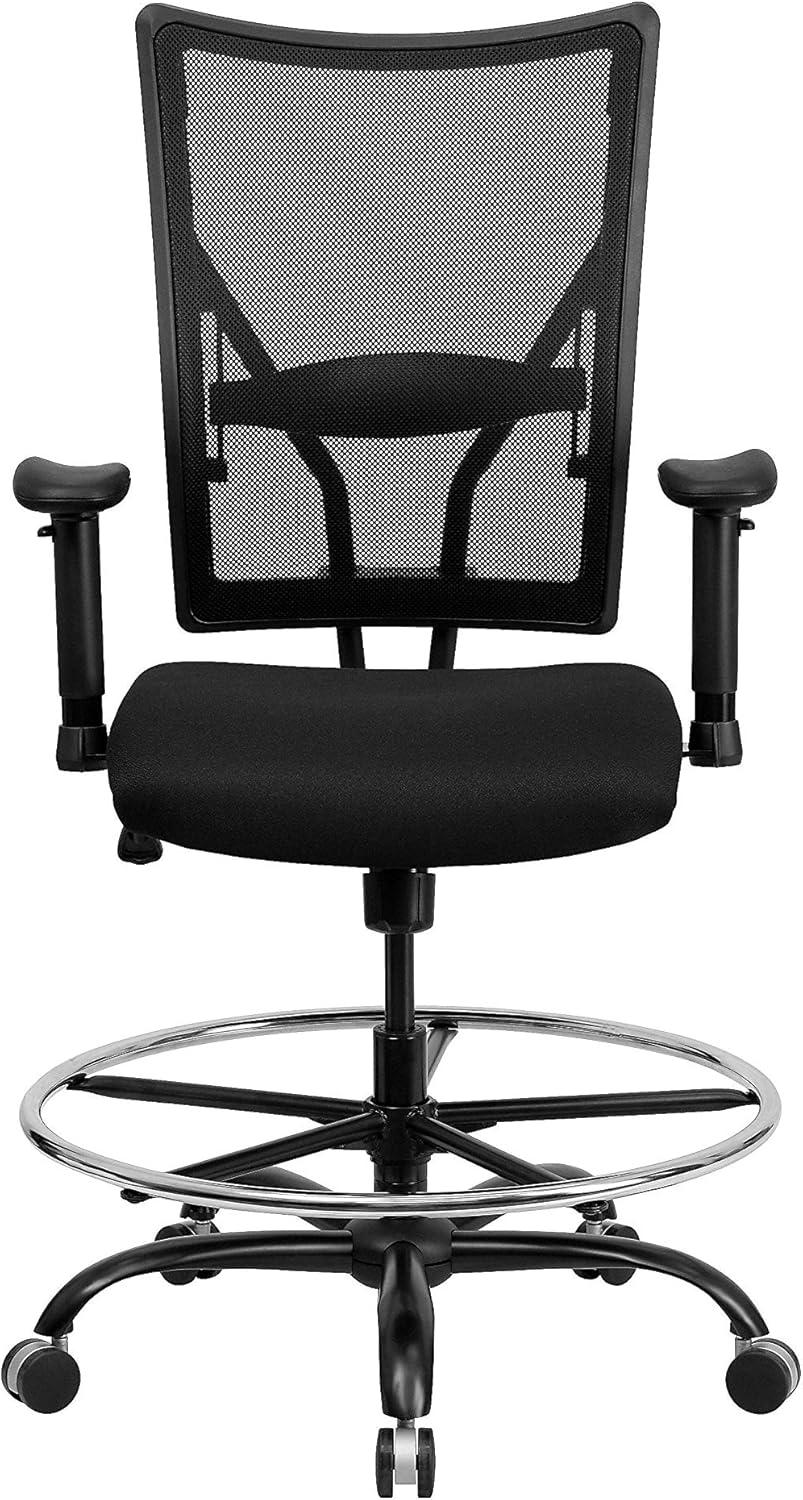 Flash Furniture Hercules Big & Tall 400 lb. Rated Mesh Ergonomic Drafting Chair w/ Adjustable Arms