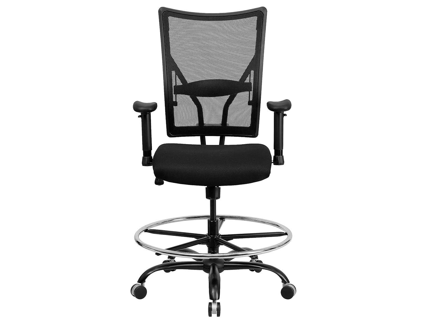 Flash Furniture Hercules Big & Tall 400 lb. Rated Mesh Ergonomic Drafting Chair w/ Adjustable Arms