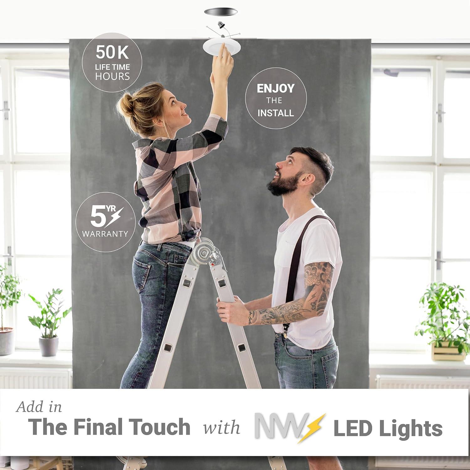 NUWATT 5/6 in. 5CCT Selectable Remodel 15W Retrofit Disk Light E26 Base LED Recessed Lighting Kit 6PK NW-R-DSK-6-15W-5CT-6P