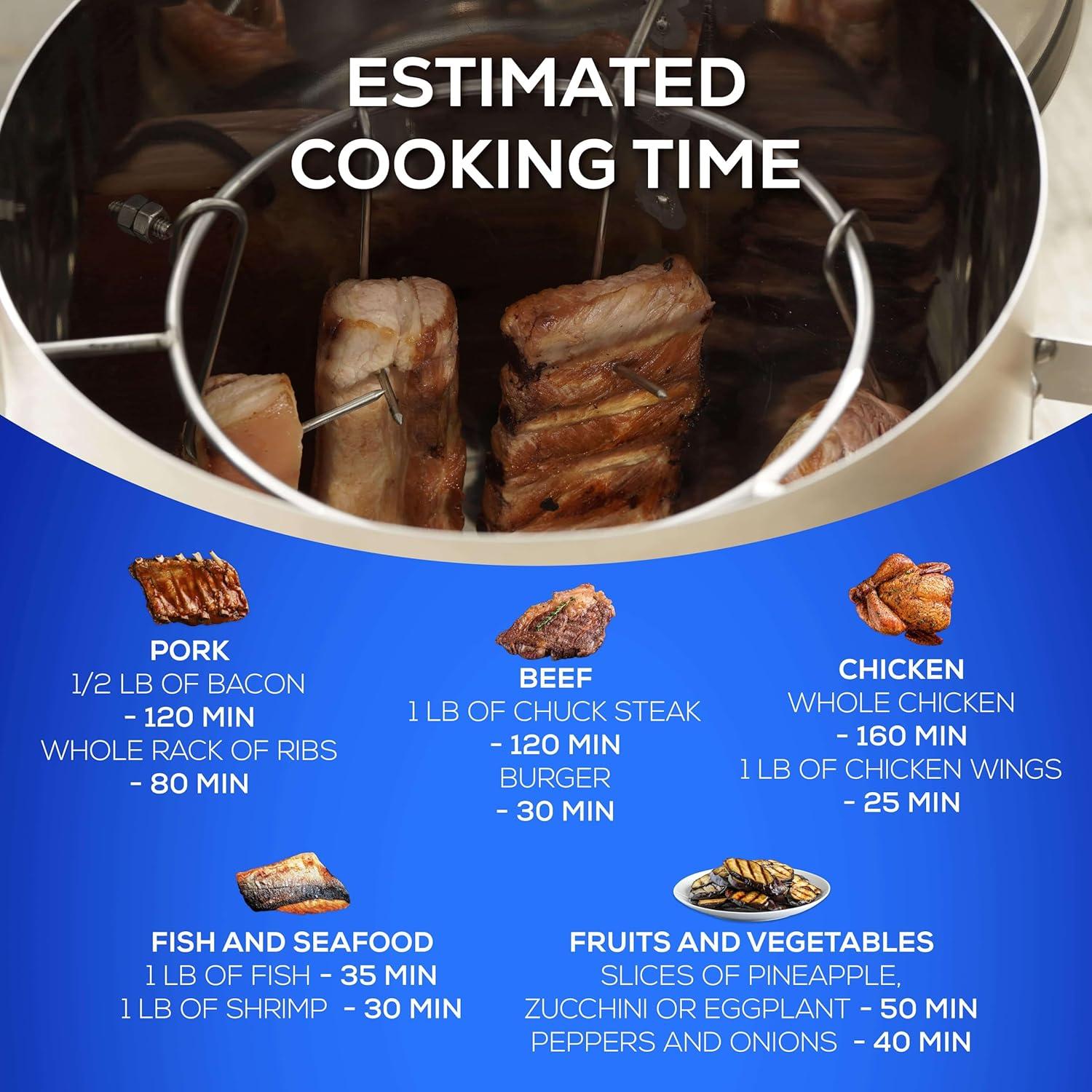 Universal Universal Stainless Steel Small 6-pound Charcoal Barrel Smoker with Thermometer, Grill & Smoker