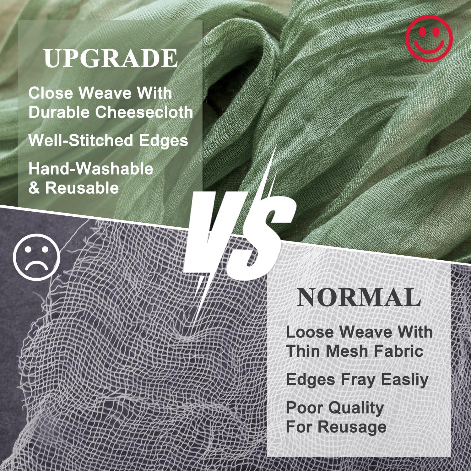 Mint Green Cheesecloth Table Runner 6 Pack 35" Boho Gauze Runner 120 inches Long Tablecloth Runner Rustic Sheer Fabric Bulk for Baby Shower Wedding Bridal Birthday Party Table Decorations