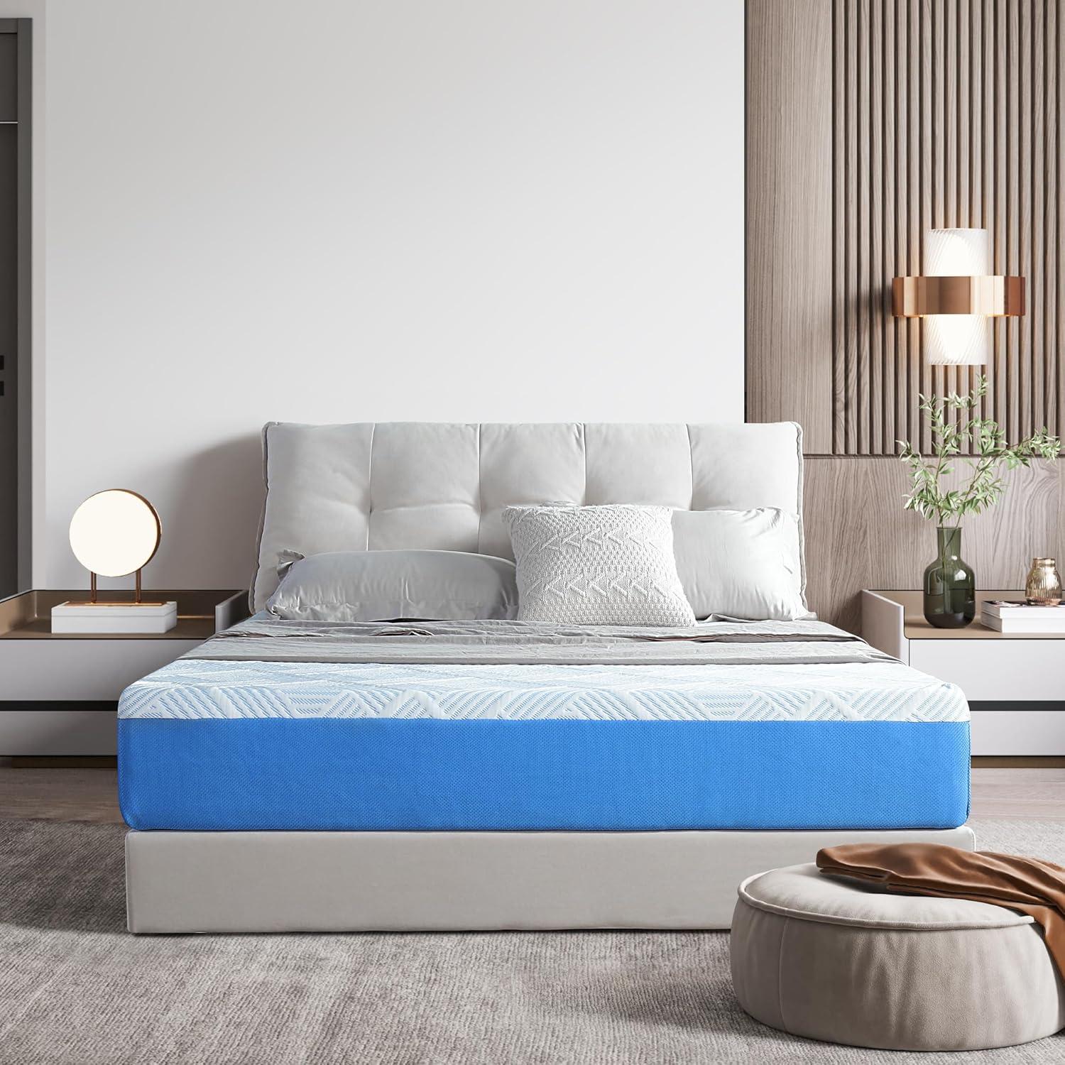 Olee Sleep Twin Mattress, 10 Inch Premium Cool Silk Gel Memory Foam Mattress, Cooling Gel Infused for Cool Comfort and Pressure Relief, CertiPUR-US Certified, Bed-in-a-Box, Medium Firm, Twin Size