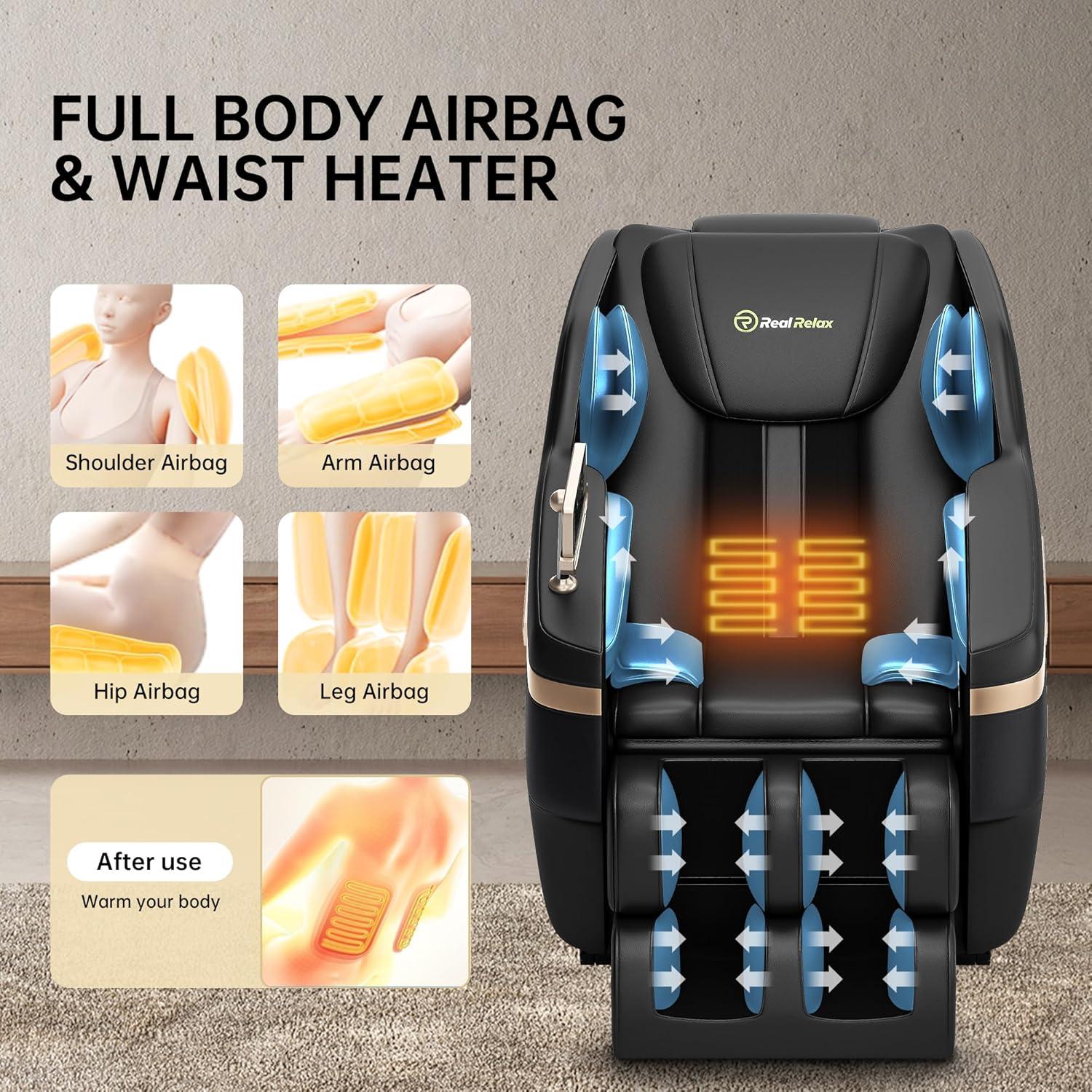 Black Full Body Massage Chair with Bluetooth and Heater