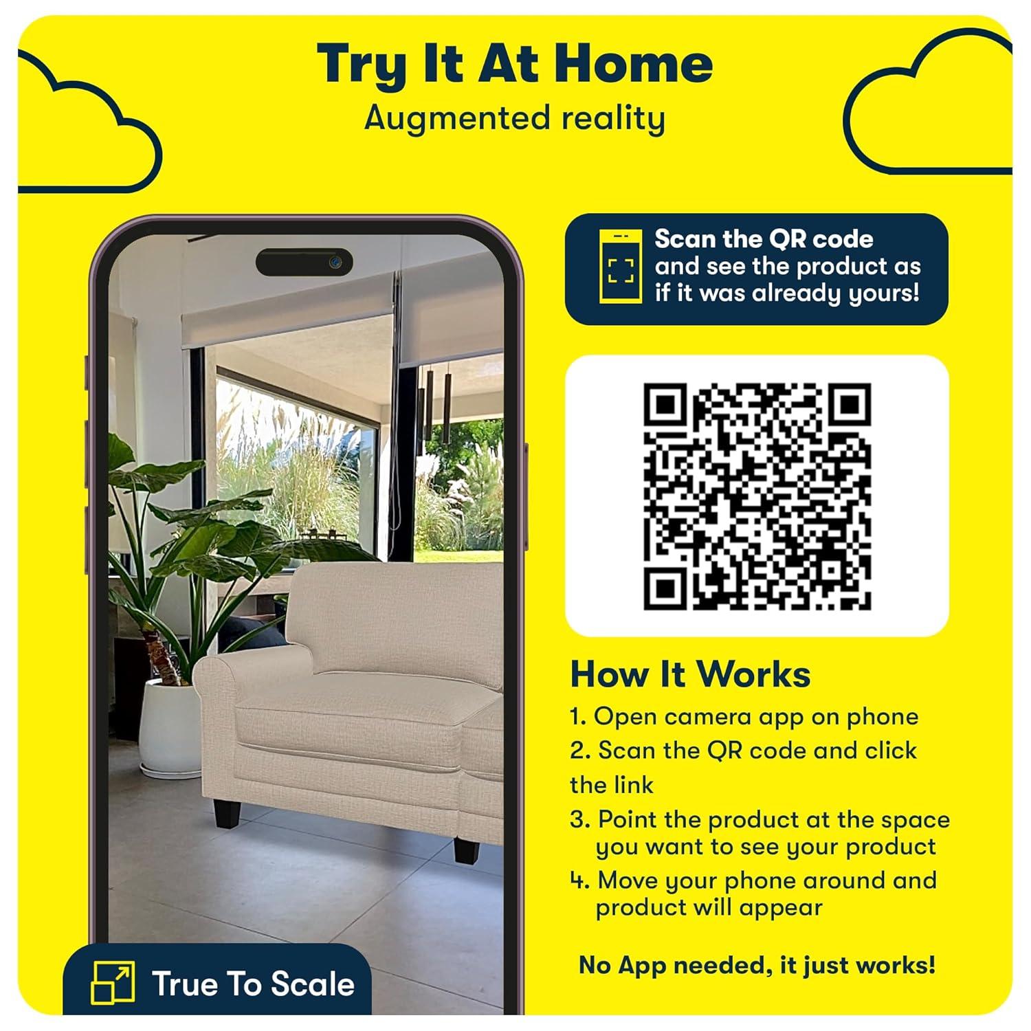 Serta Copenhagen 61" Rolled Arm Sofa, Easy Care Fabric, Soft Pillow Back, Pocket Coil Seat Cushions