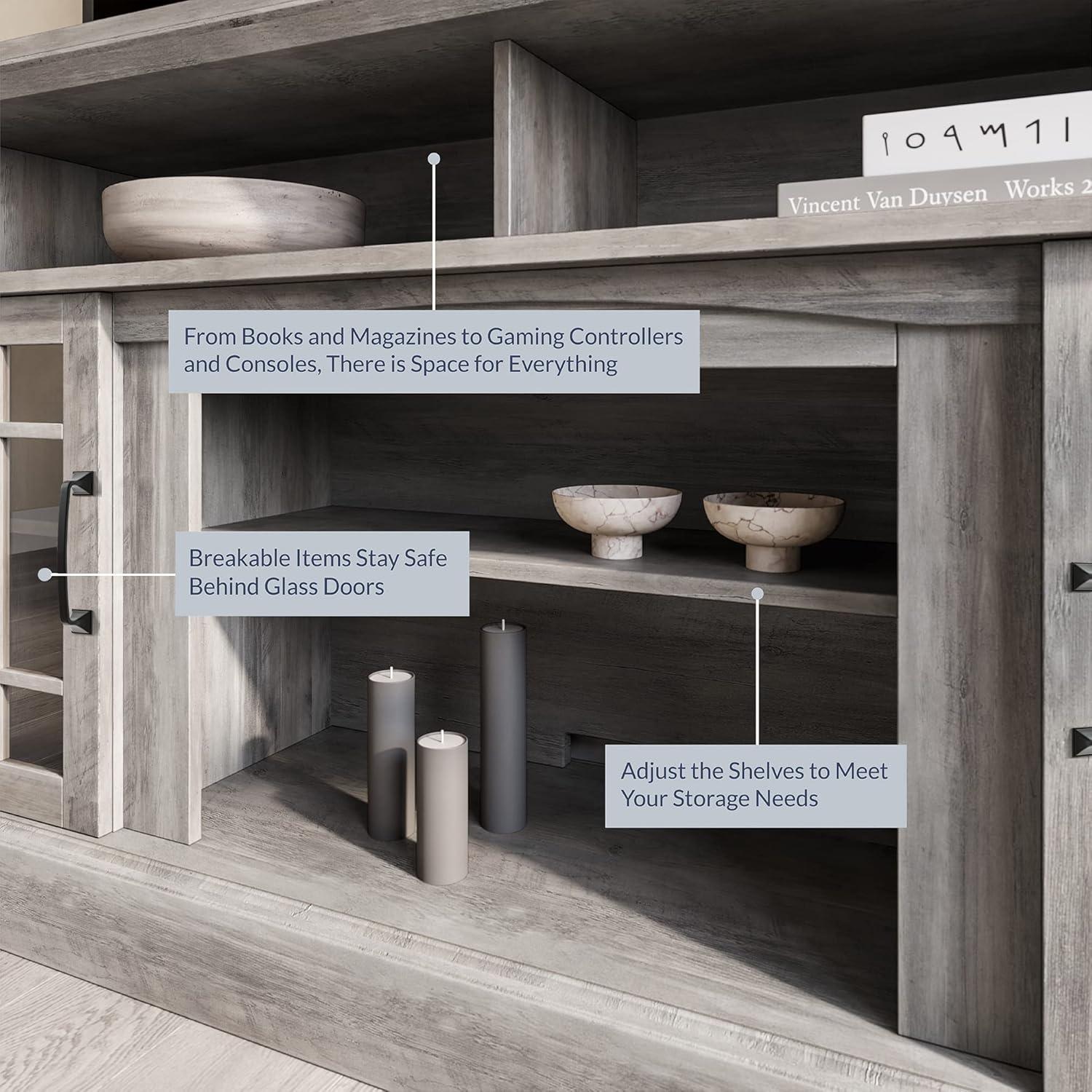 BELLEZE TV Stand Media Entertainment Center - Astorga (Gray Wash)