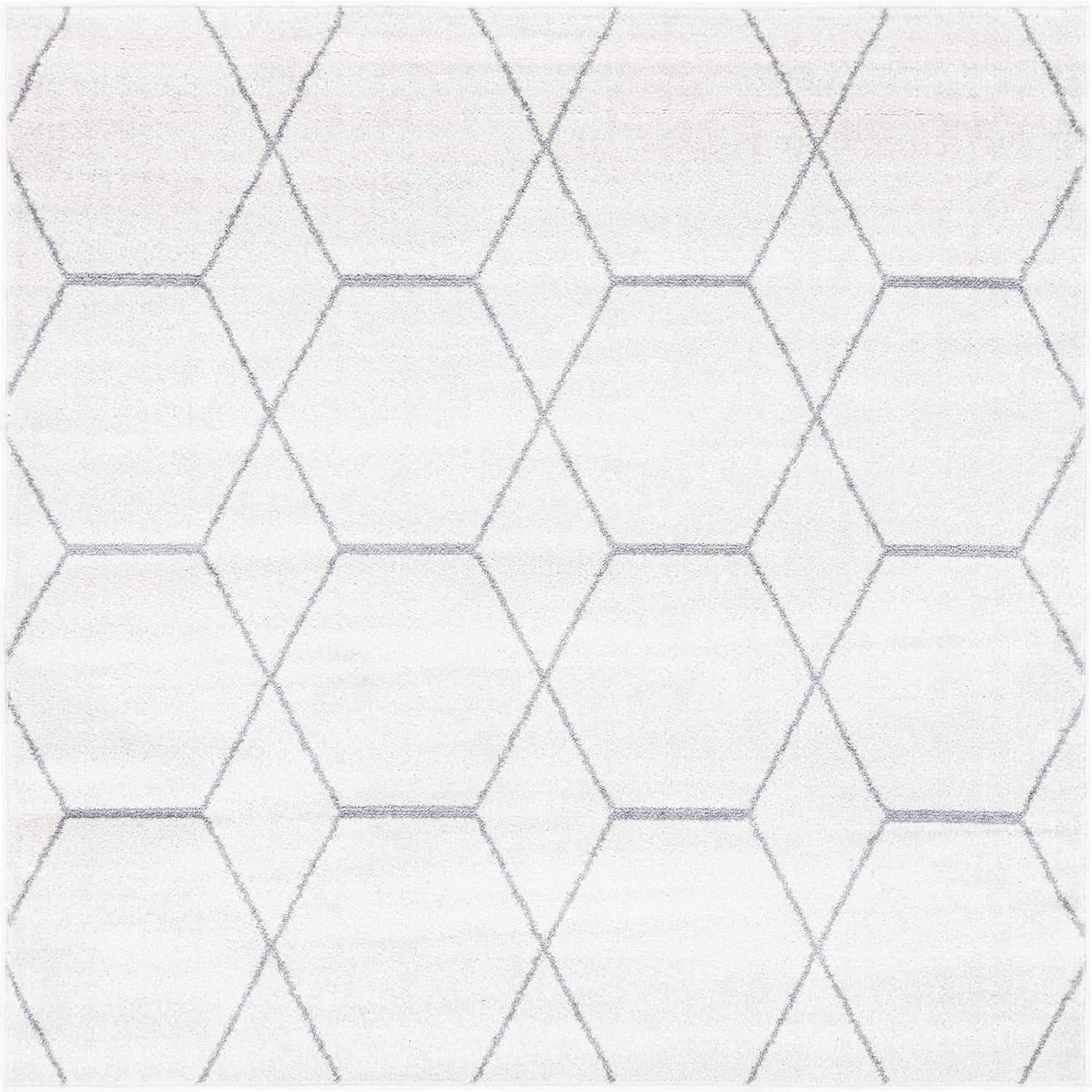 Unique Loom 6' 0 x 6' 0 Trellis Frieze Geometric Ivory Area Rug
