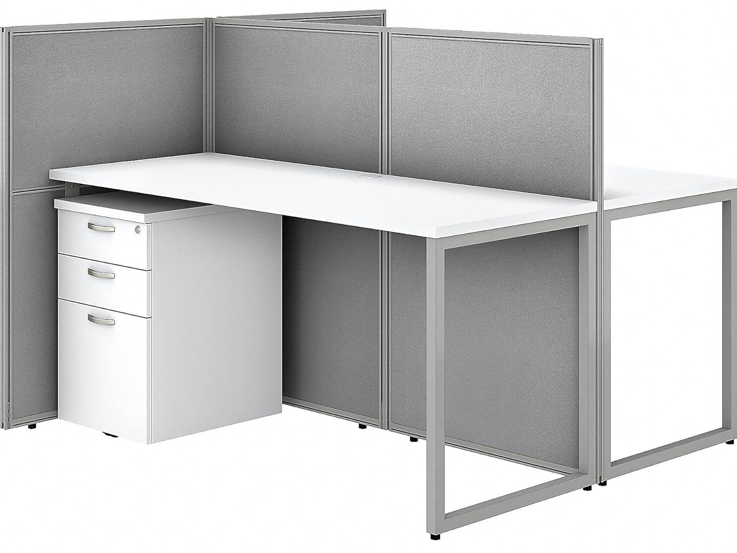 Bush Business Furniture Easy Office Rectangle 2 Person Cubicle with Cable Management