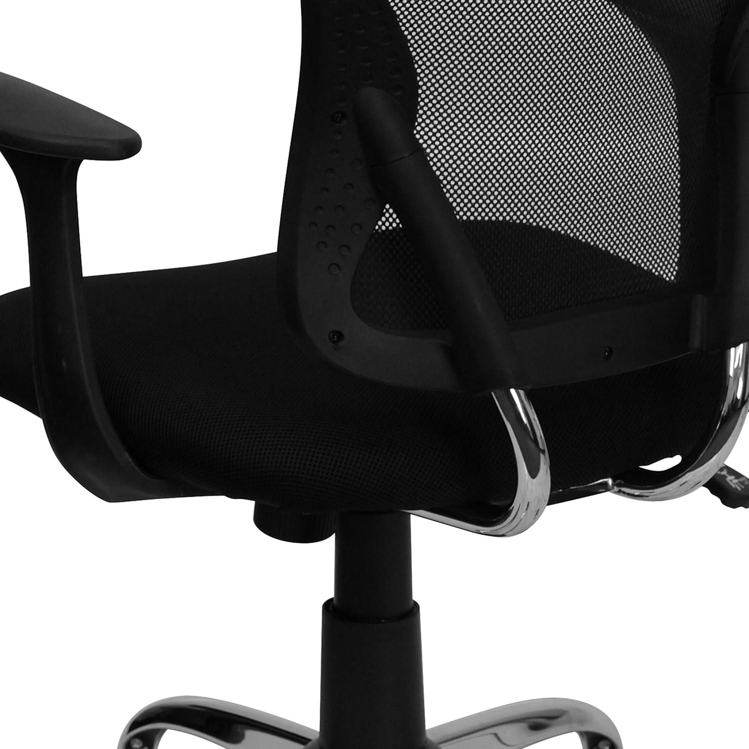 Flash Furniture Mid-Back Black Mesh Swivel Task Office Chair with Chrome Base and Arms