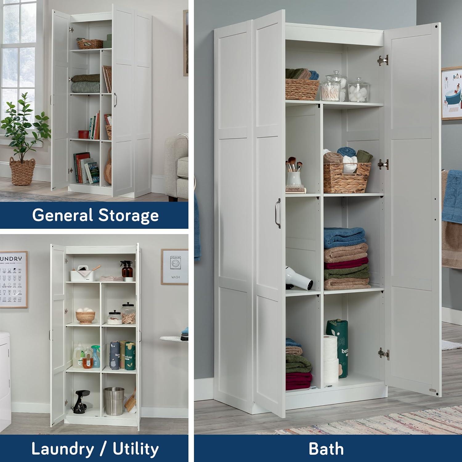 White Particle Board Bathroom Storage Cabinet with Adjustable Shelving