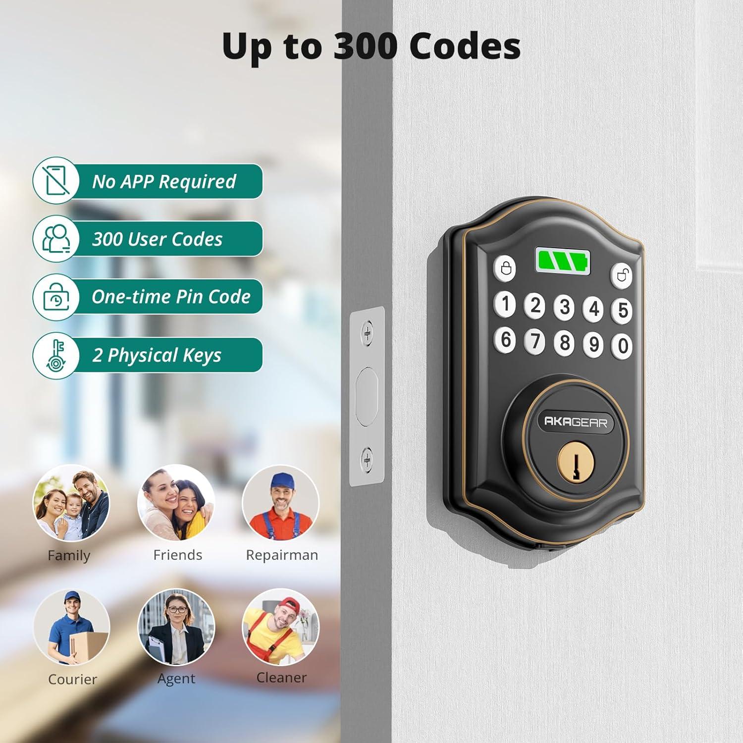 Keyless Entry Door Lock with Keypad - Smart Deadbolt for Front Door with 2 Keys - Auto Lock - Easy Installation - DS10 Mini (Oil Rubbed Bronze)