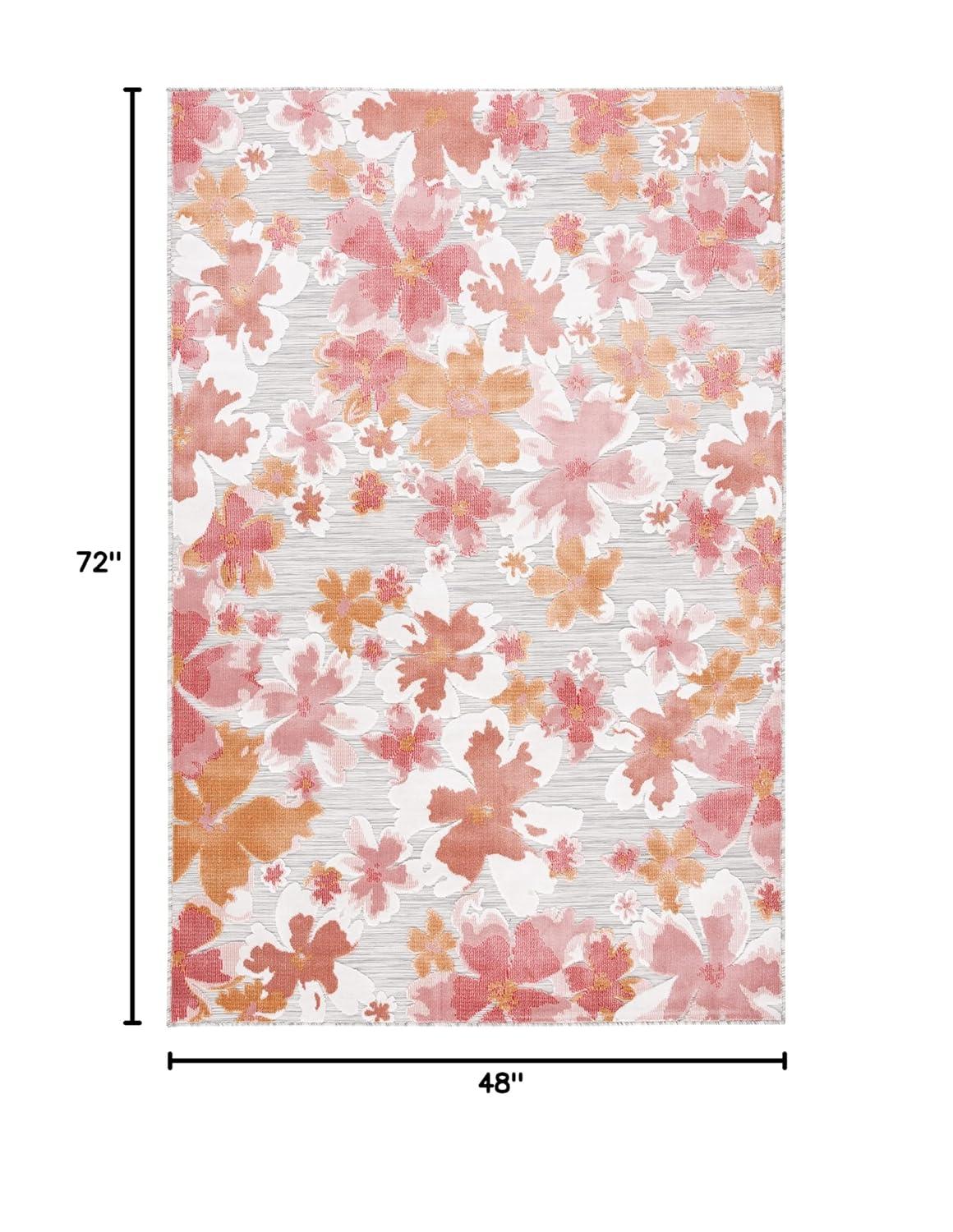Cabana CBN488 Loomed Indoor/Outdoor Area Rug - Grey/Rose - 4'x6' - Safavieh