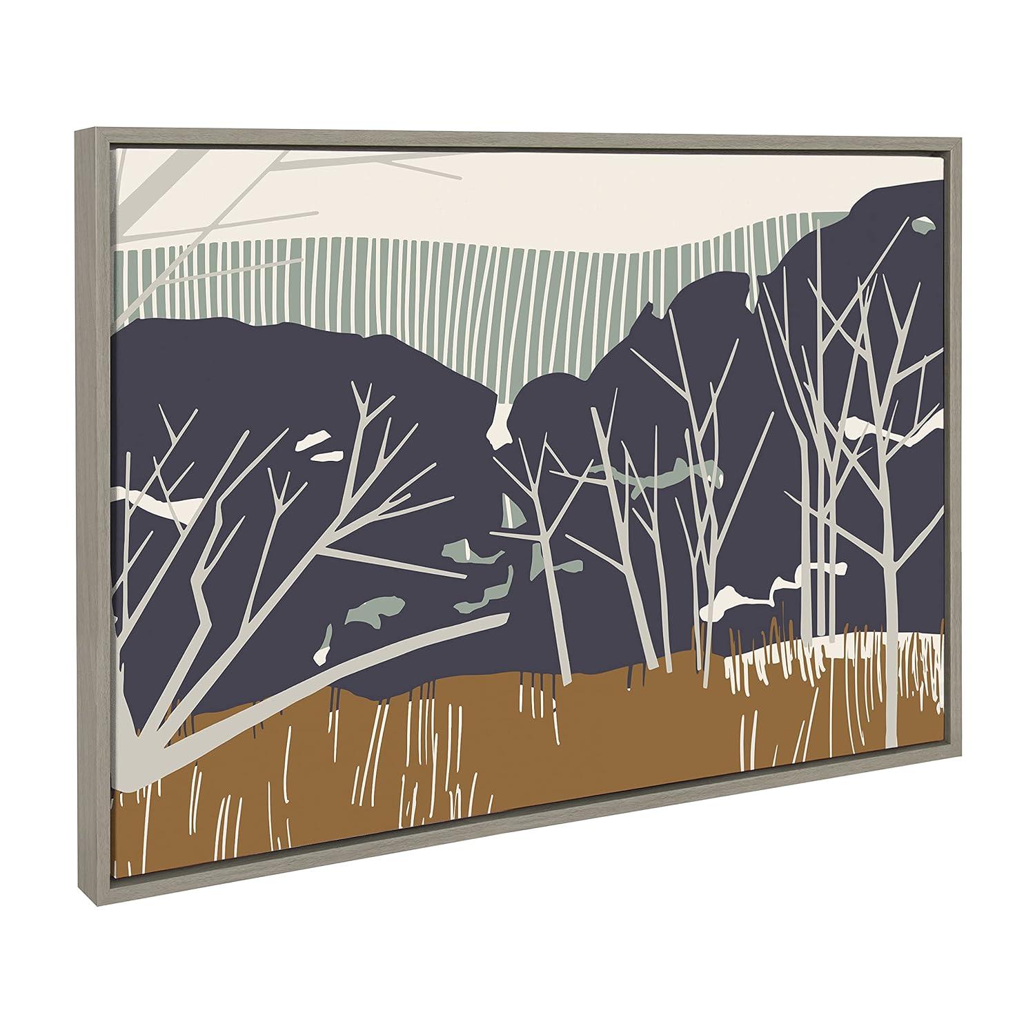 23" x 33" Sylvie Daily Walk Marsh Horizontal by Hannah Beisang Framed Wall Canvas Gray - Kate & Laurel All Things Decor
