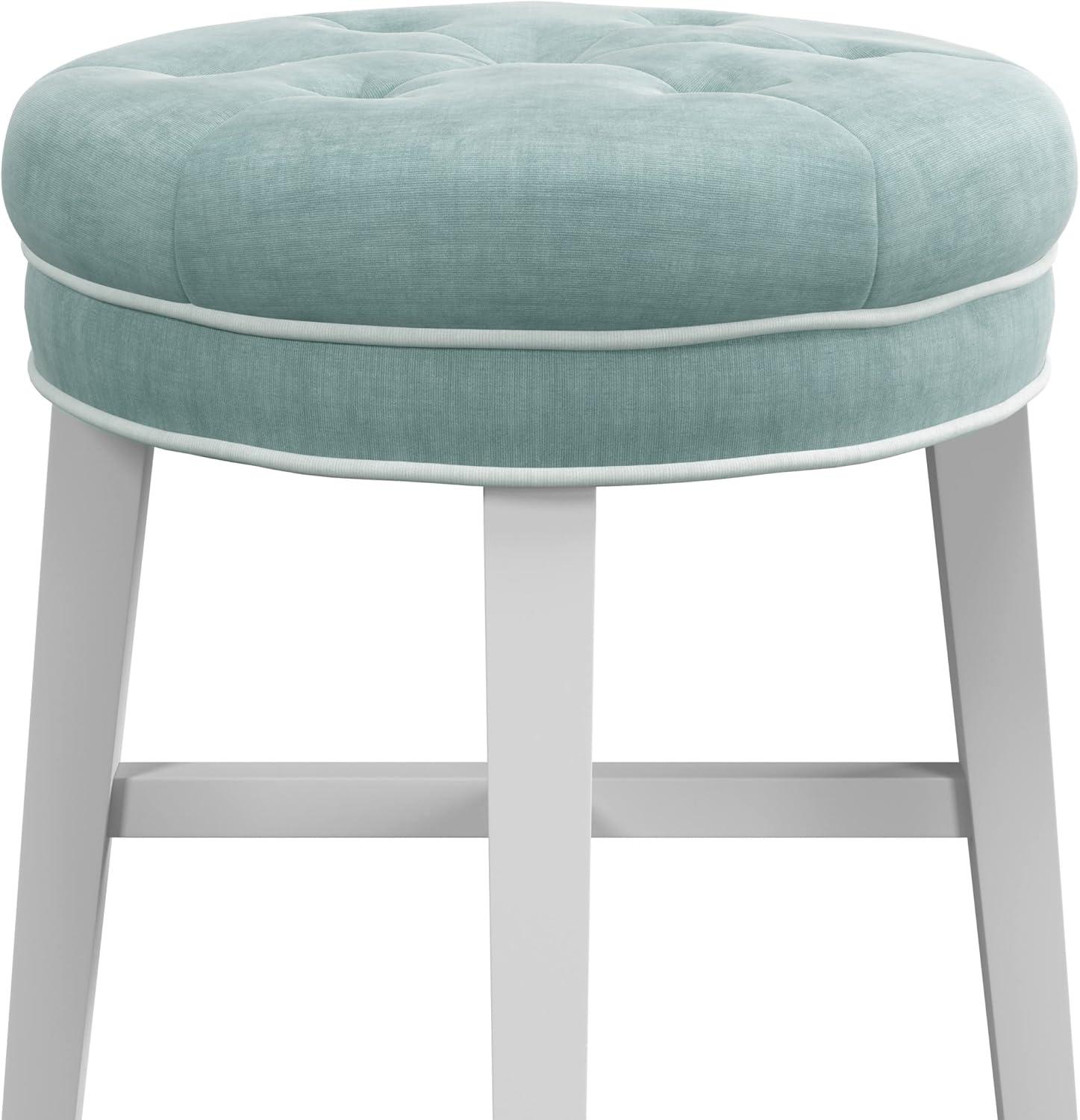 18" Sophia Tufted Backless Wood Vanity Stool Spa Blue - Hillsdale Furniture