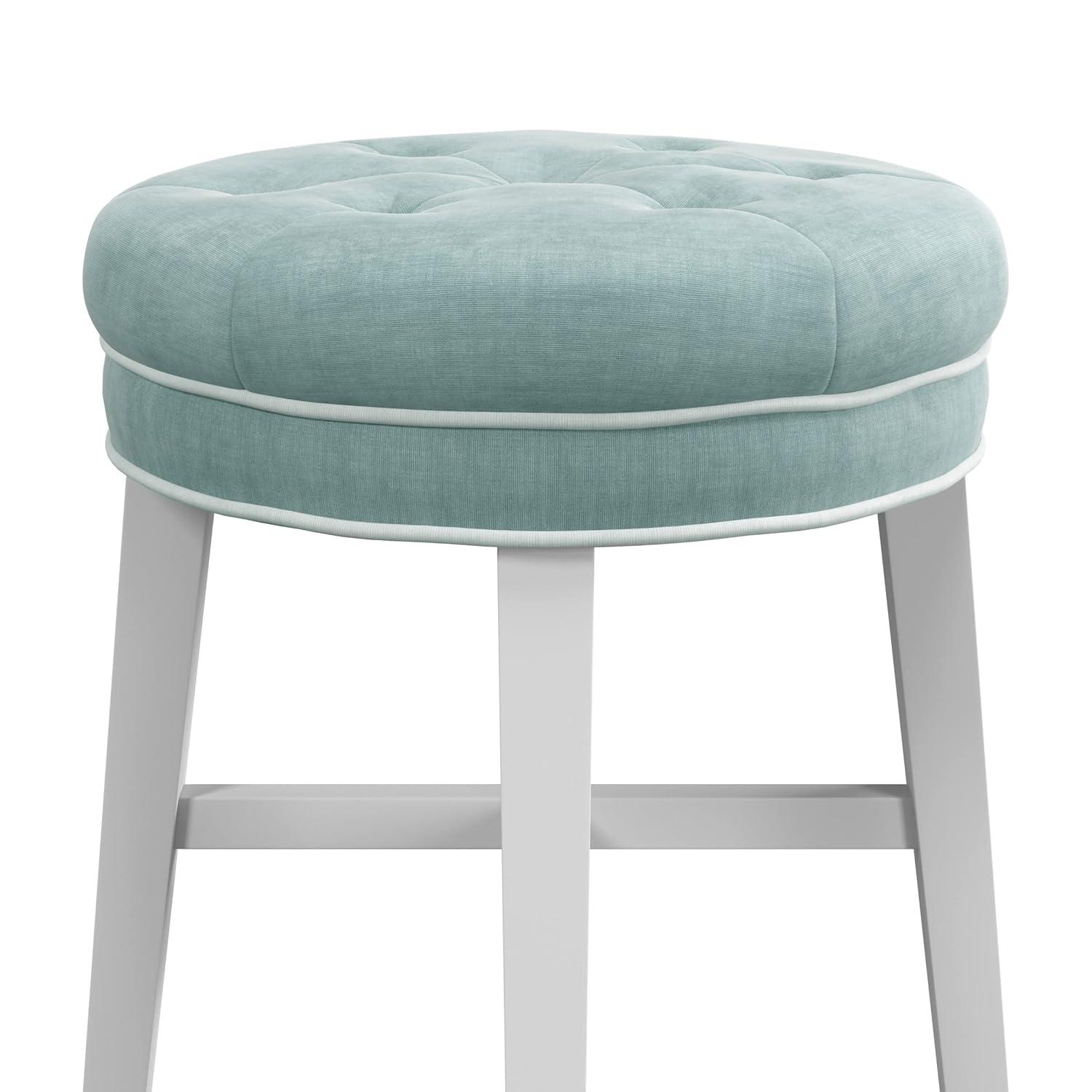 18" Sophia Tufted Backless Wood Vanity Stool Spa Blue - Hillsdale Furniture