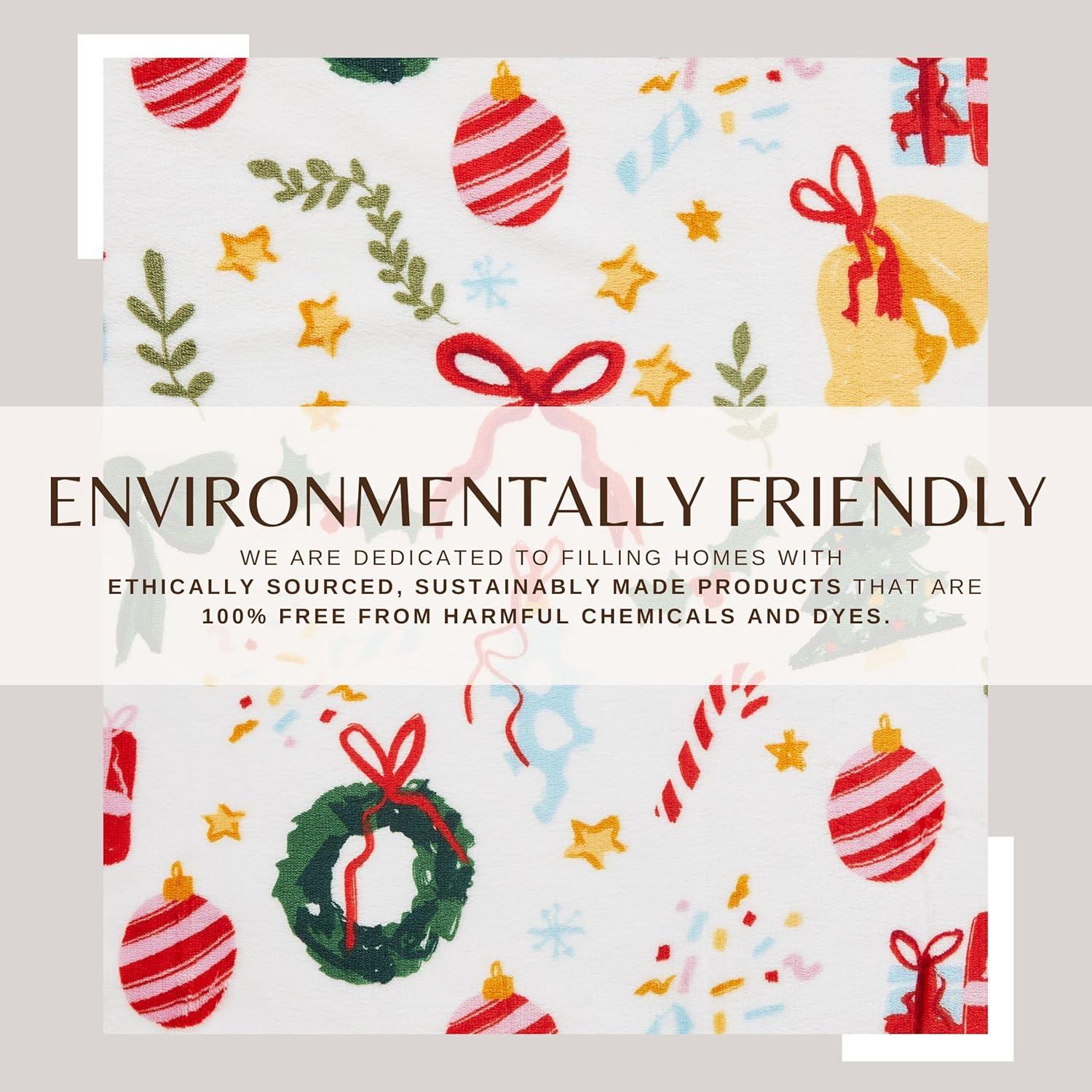 Great Bay Home Holiday Printed Plush / Sherpa Throw Blanket, 50" x 60", Celebration