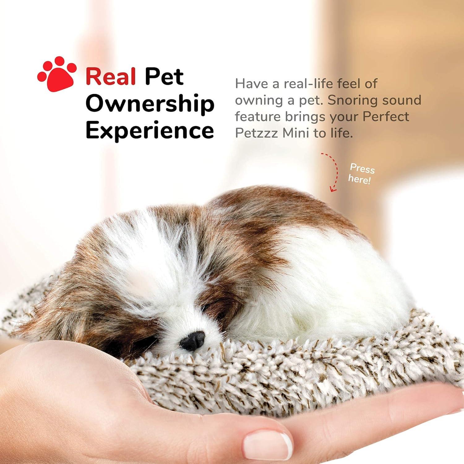 Perfect Petzzz - Mini Shih Tzu, Stuffed Animals for Girls and Boys, Dog Toys for Kids and Elderly, Battery-Operated Live Pet Toys, Companion Realistic Dog Calming Toys with Synthetic Fur