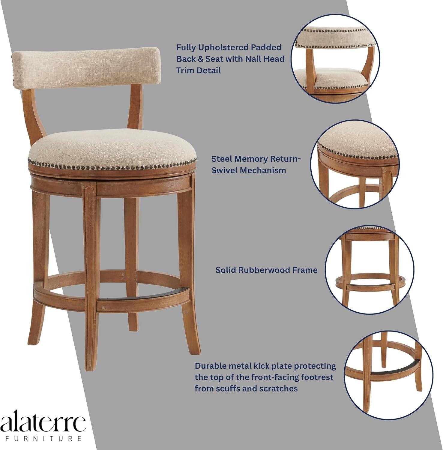 Hanover Solid Rubber Wood Swivel Counter And Bar Stool