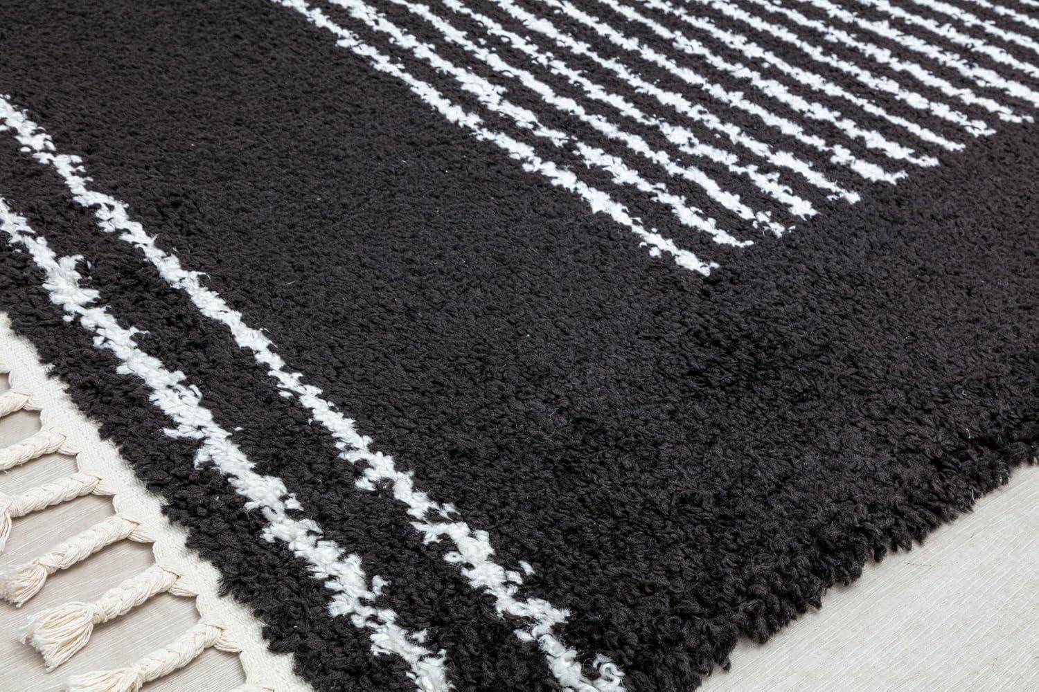 Ebony Twilight 5' x 7' Braided Stripe Shag Area Rug