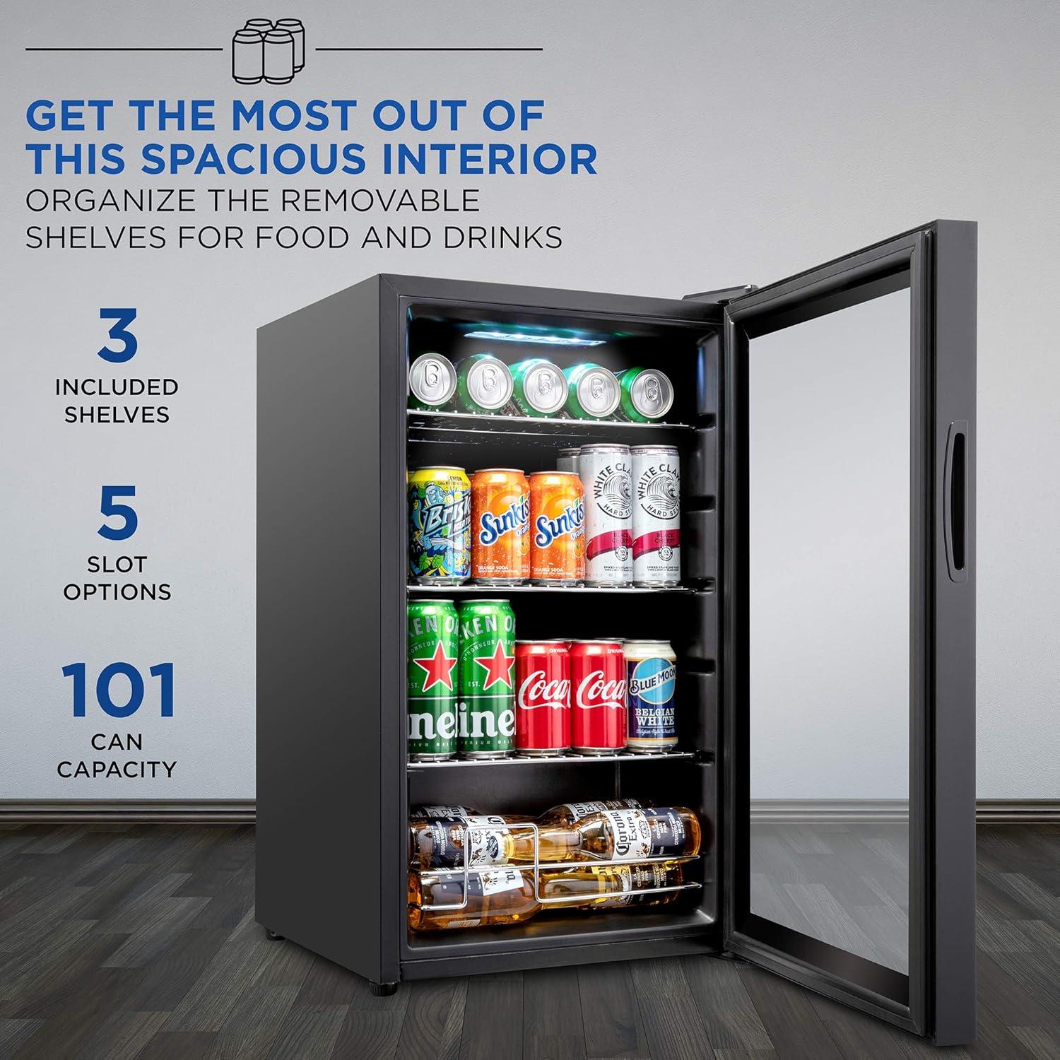 Ivation 101 Can Mini Fridge, Small Adjustable Beverage Refrigerator