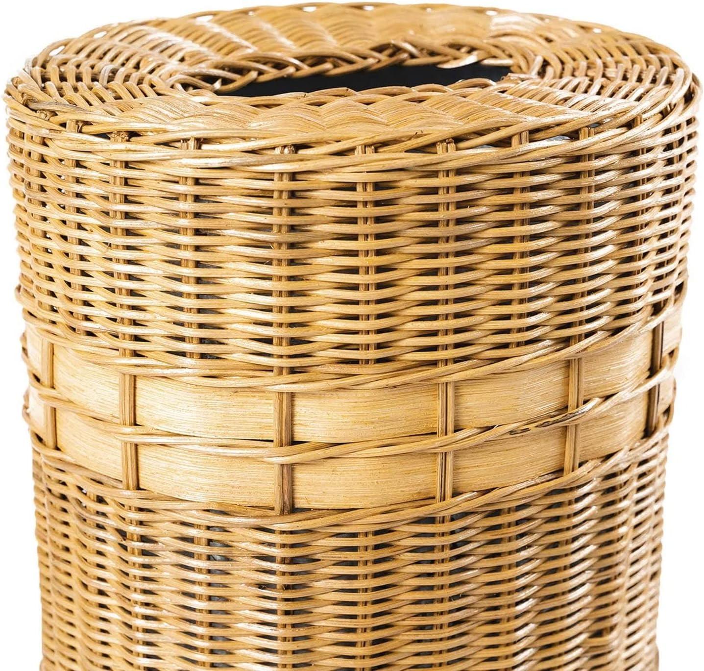 Sandstone Oval Wicker Waste Basket with Removable Metal Liner