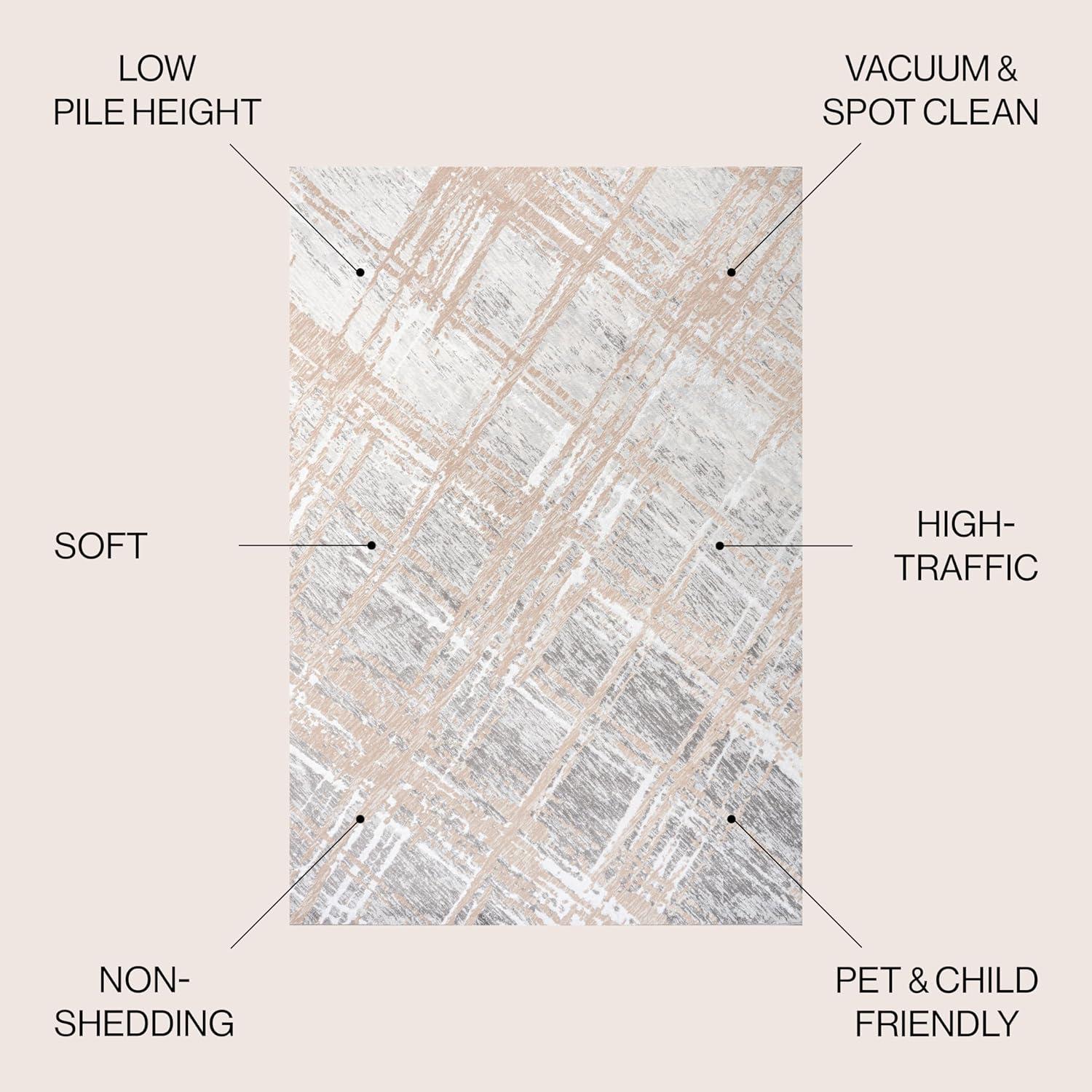 JONATHAN Y Slant Modern Abstract Beige/Gray 4 ft. x 6 ft. Area Rug