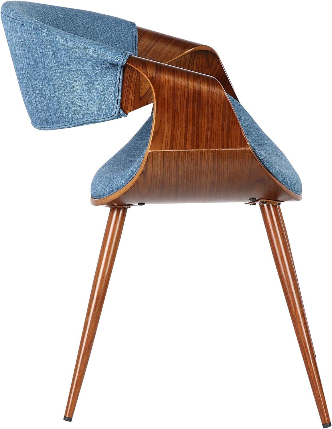 Mid-Century Modern Upholstered Blue Wood Side Chair