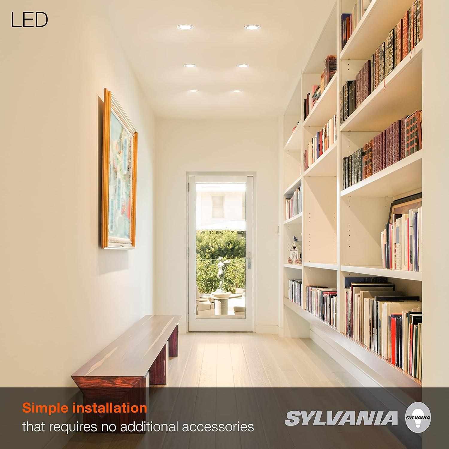 SYLVANIA LED 4" Recessed Lights, 600 Lumen, Dimmable 3000K, 4 Pk