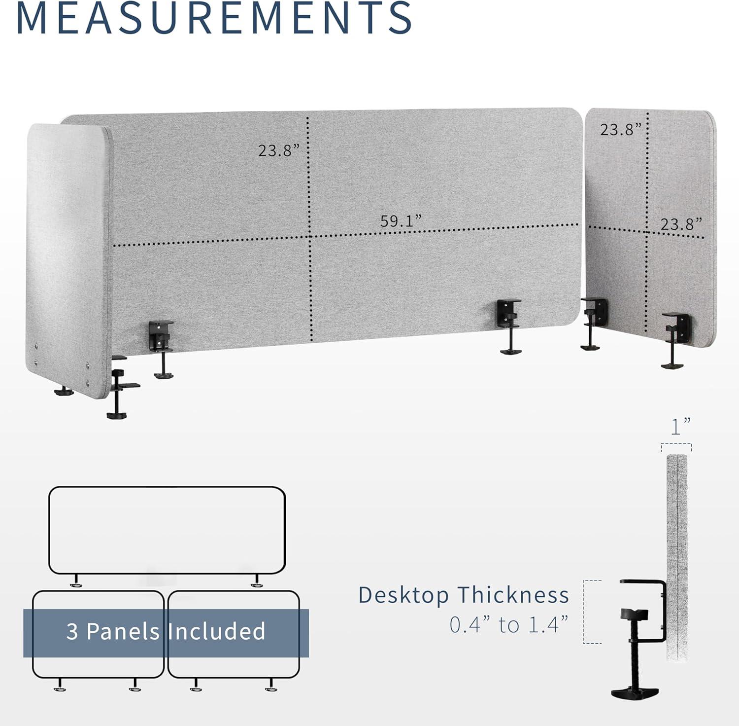 VIVO Privacy Panel Clamp-on Kit for 60" x 24" Desk (PP-3-V108G Series)