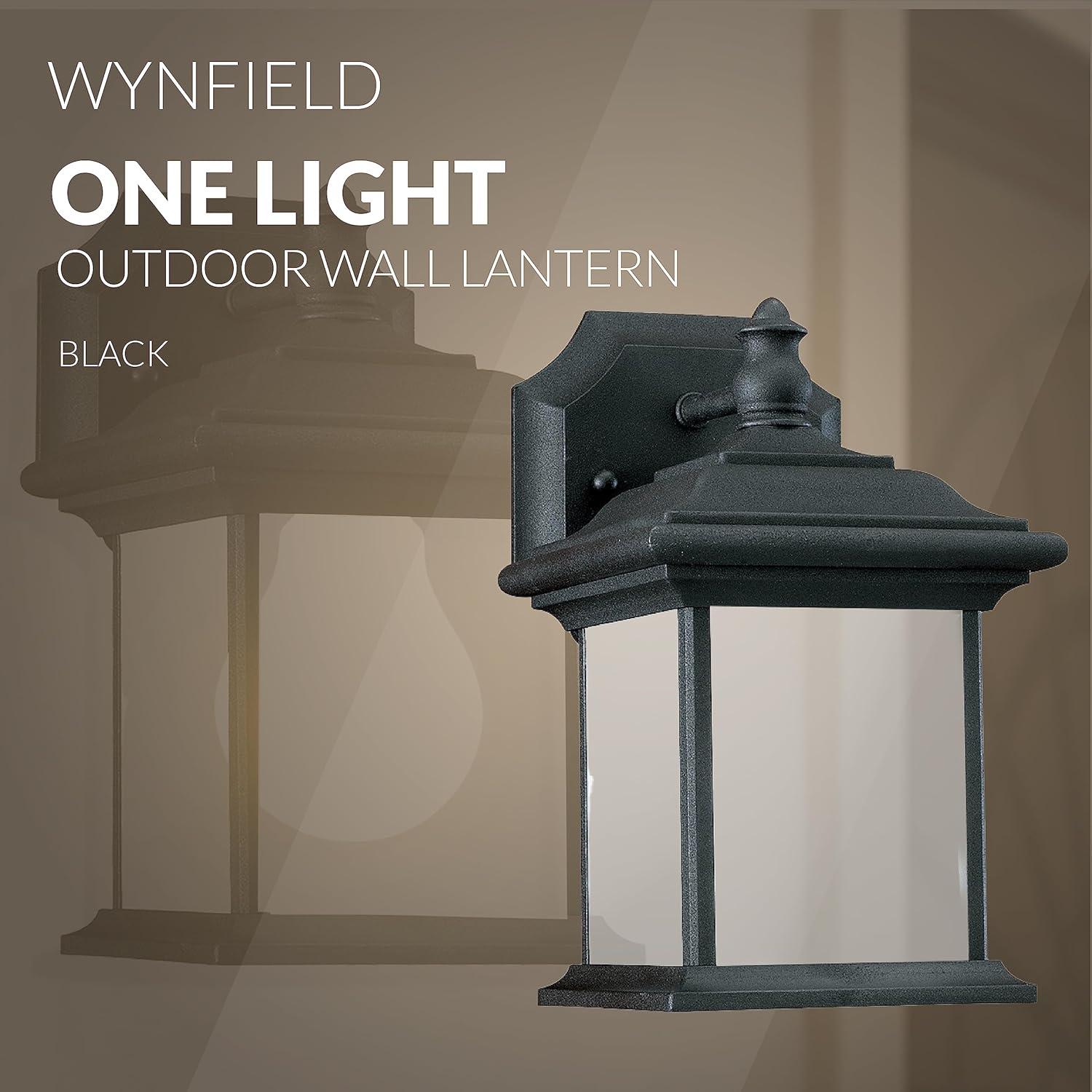 Black Frosted Glass Outdoor Wall Lantern with Cast Aluminum Body