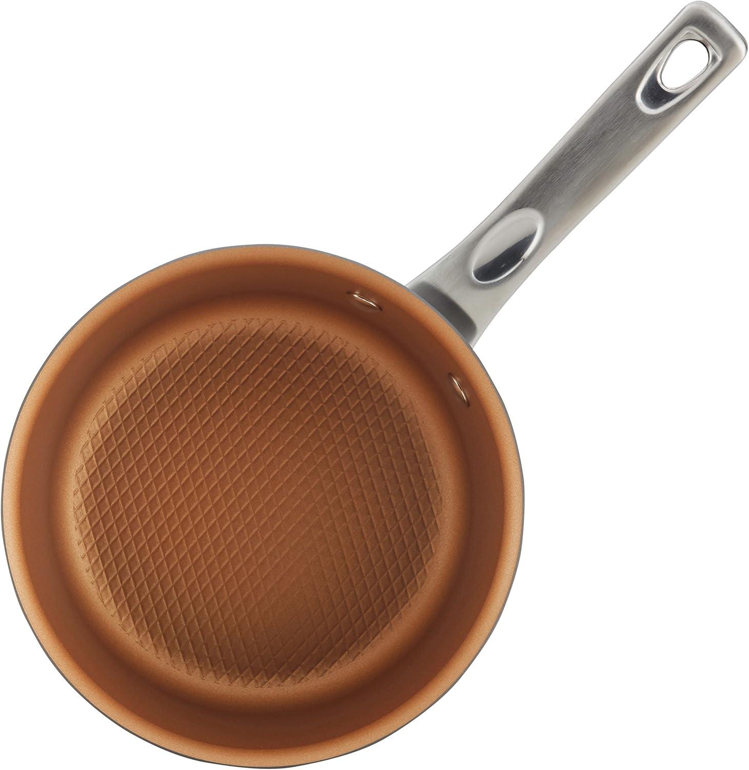 Ayesha Curry Home Collection Hard-Anodized Nonstick Sauce Pan with Lid, 2-Quart, Gray