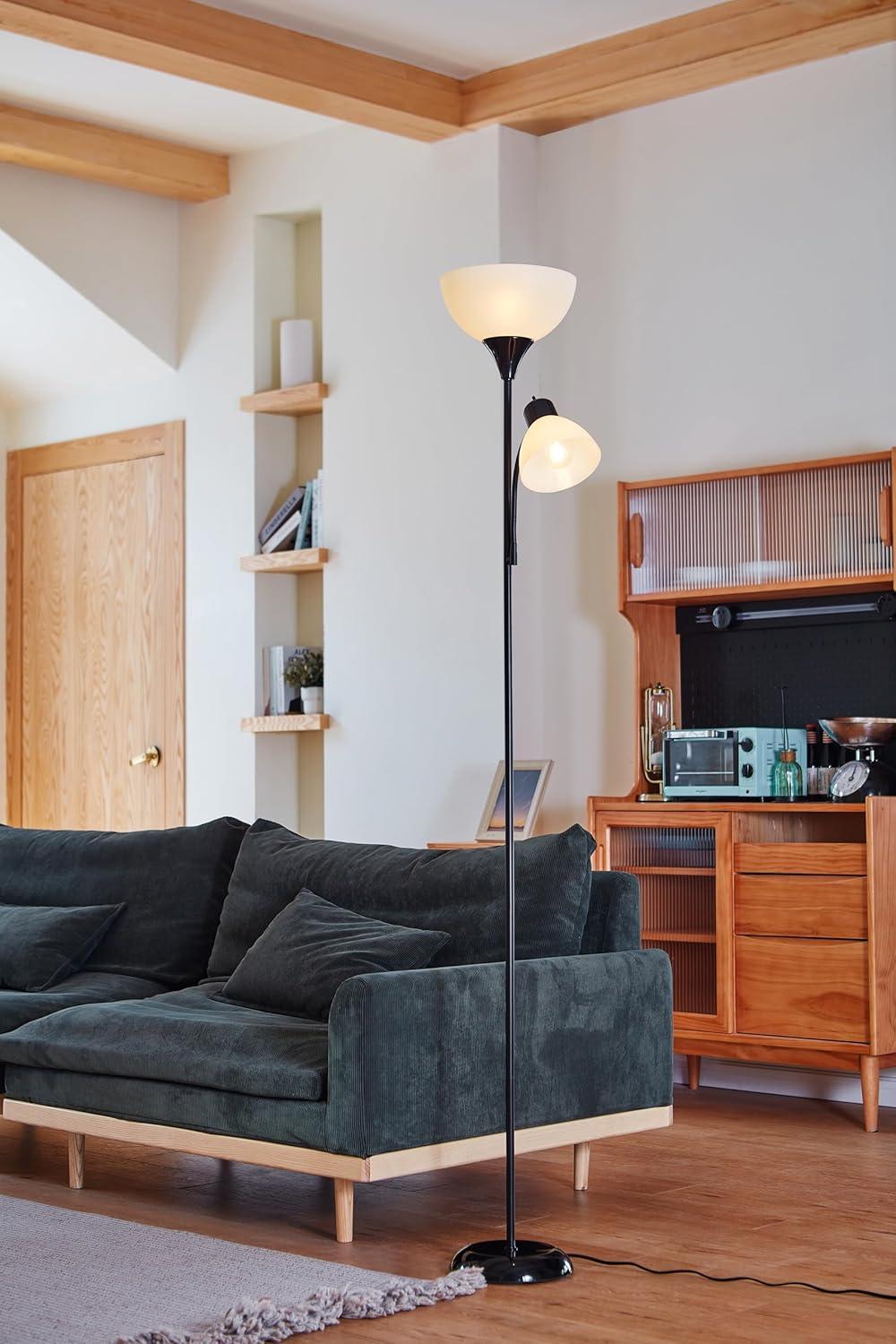 Globe Electric Delilah 72 in. Matte Black Color Torchiere Floor Lamp