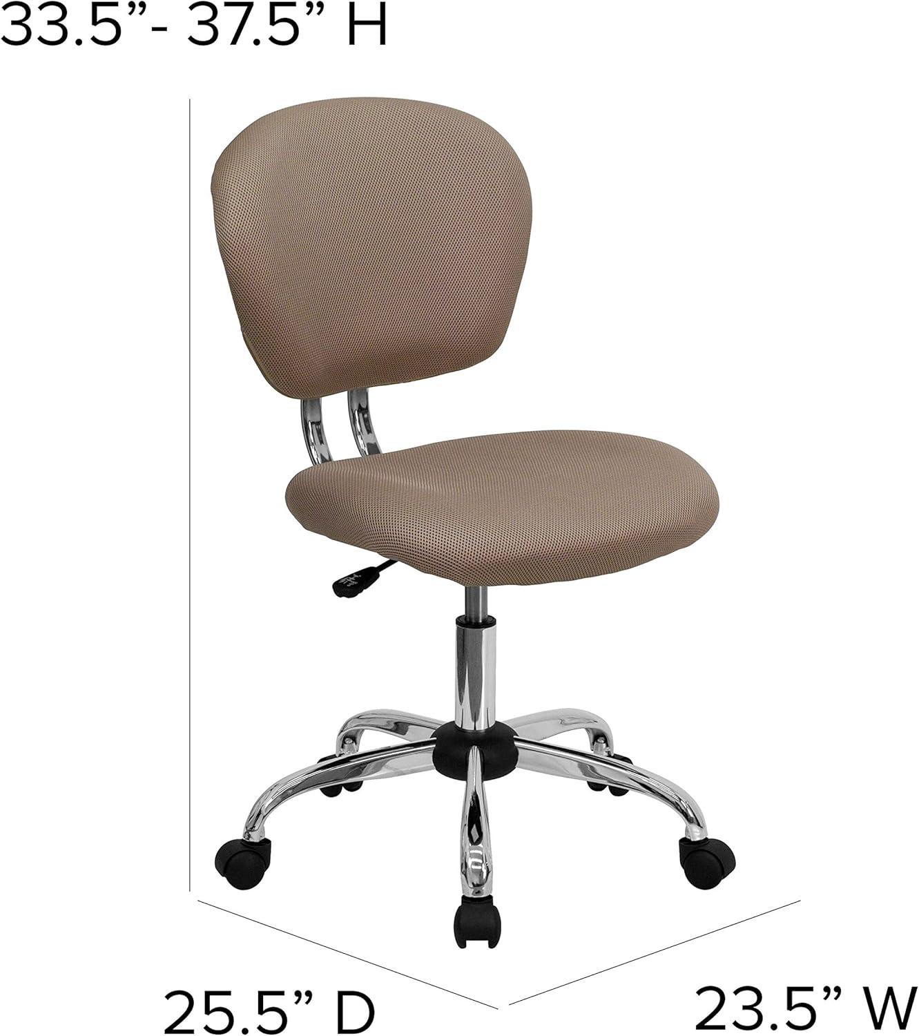 Mid-Back Coffee Brown Mesh Swivel Task Chair with Chrome Base