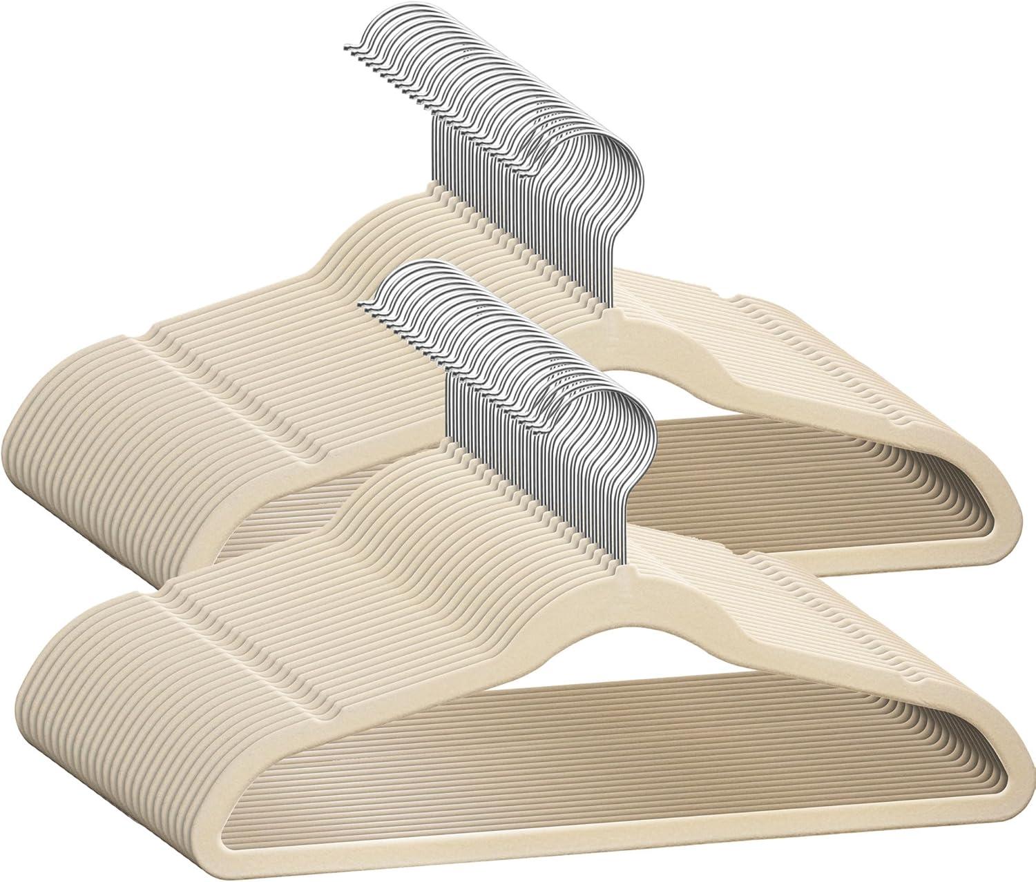 Ivory Velvet Kids Hangers 50 Pack - Perfect for Children’s Clothes, Space Saving Design With Soft Feel By TechZoo